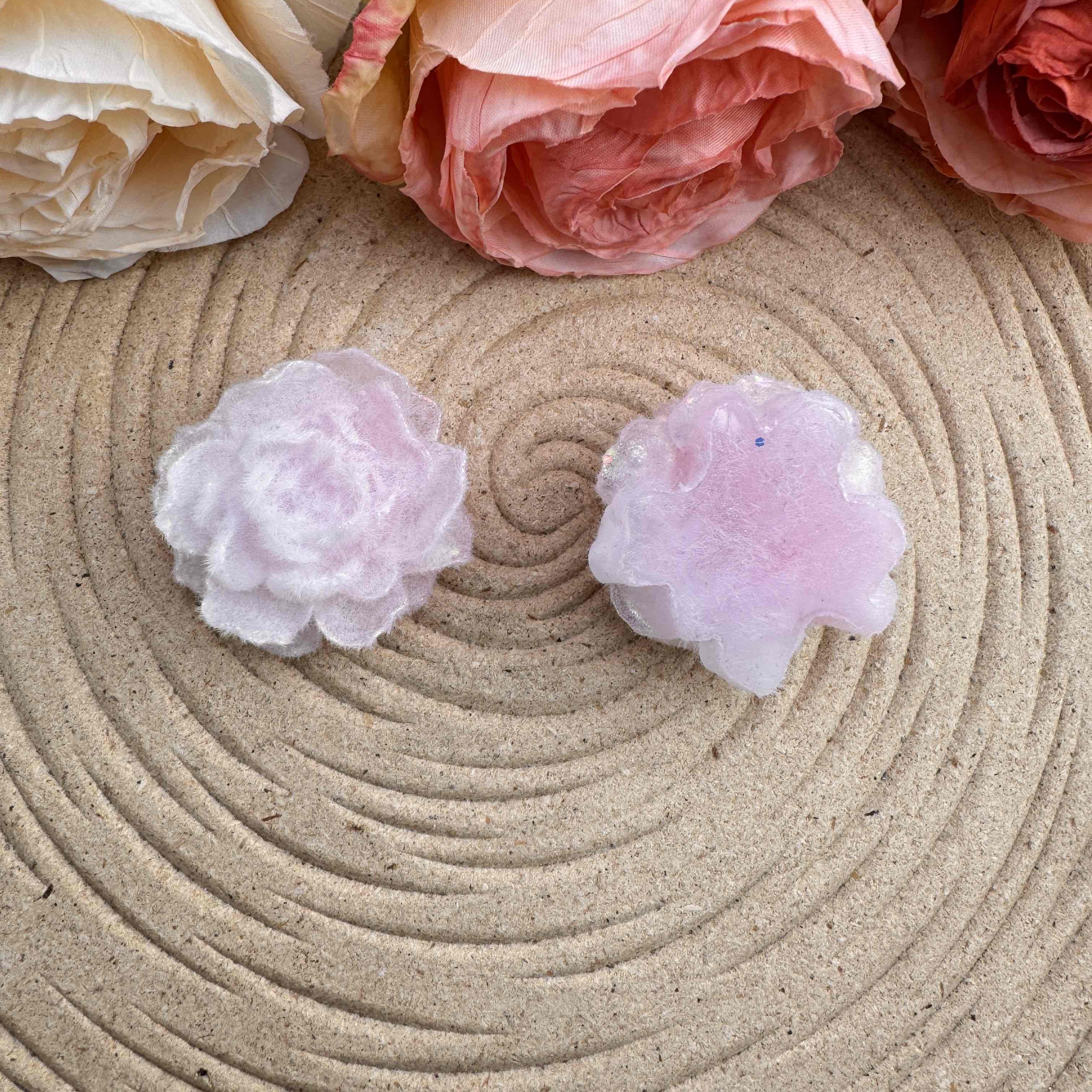 FS10057- 32mm Glowing Flocked Rose Flower For Making Fancy Beads