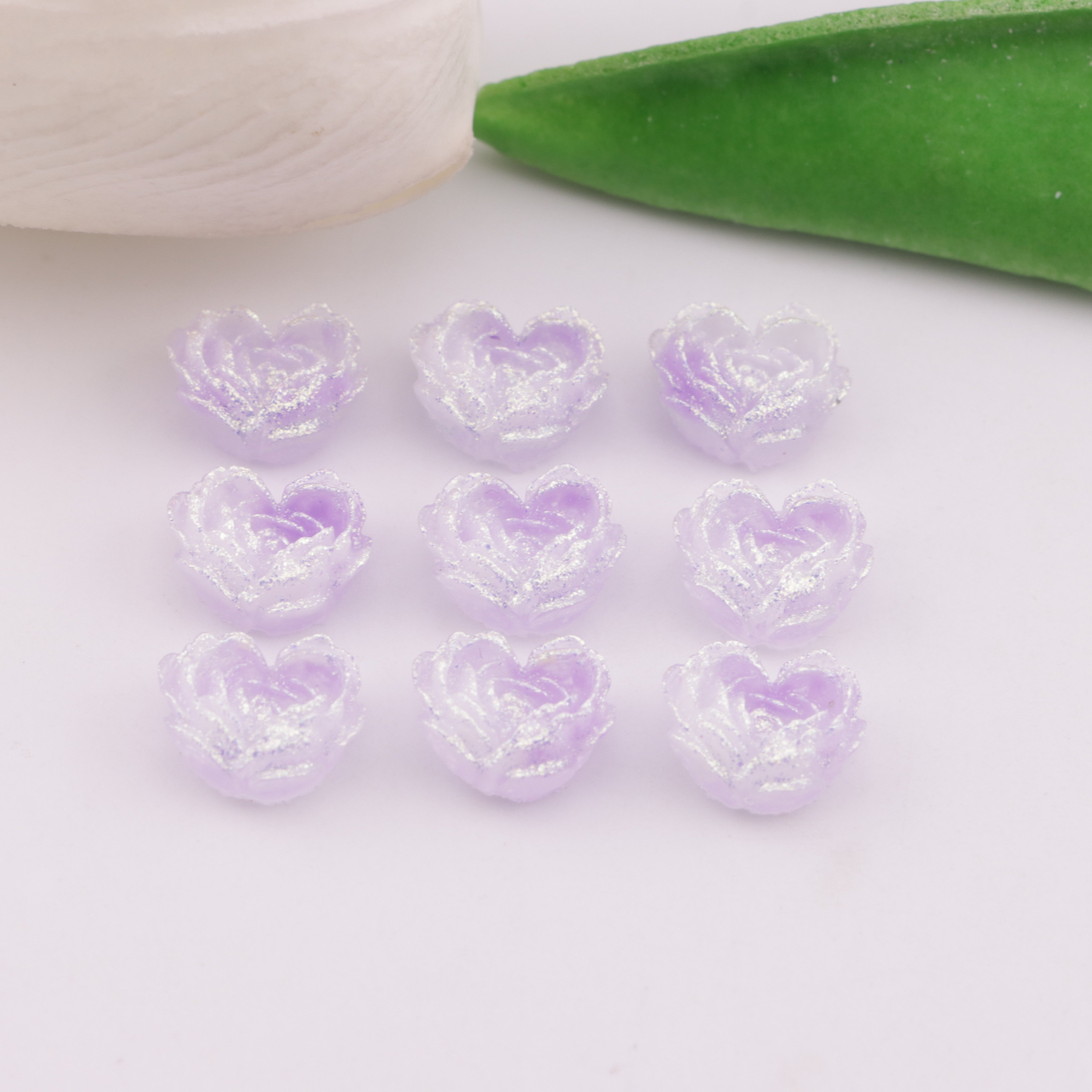 FS6352- About 9×10mm Light - Color Luminous Heart Soft Flower Charms