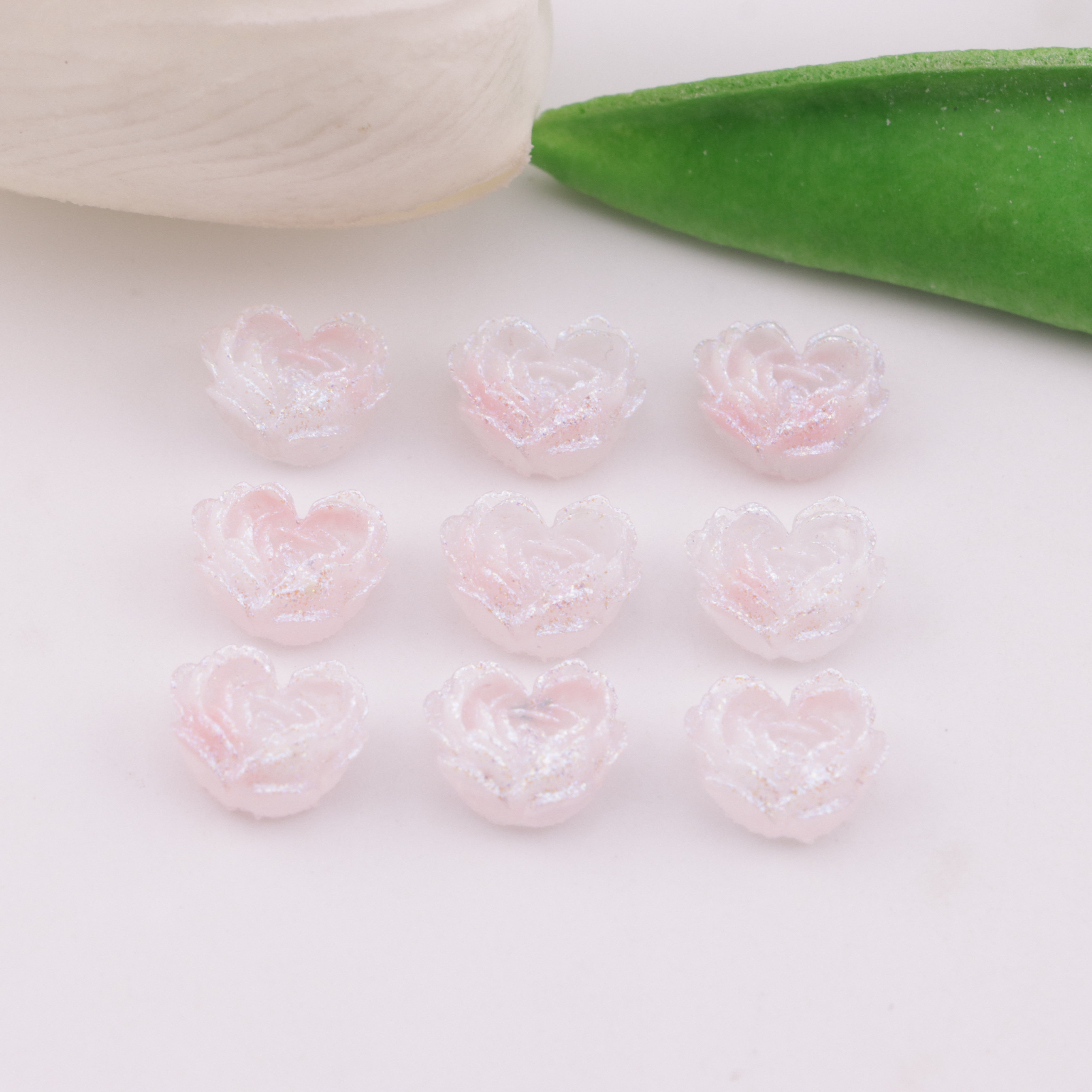 FS6352- About 9×10mm Light - Color Luminous Heart Soft Flower Charms