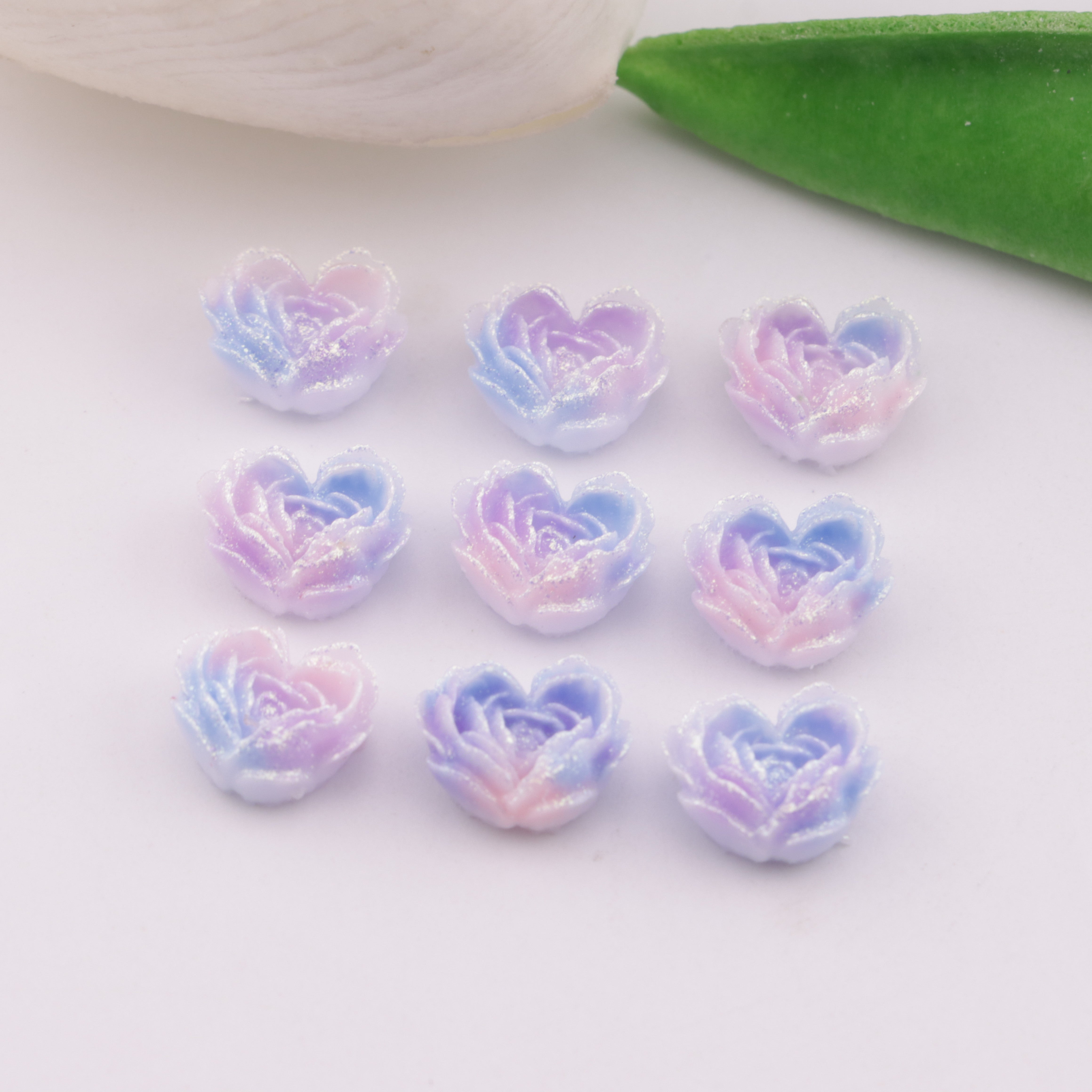 FS6352- About 9×10mm Light - Color Luminous Heart Soft Flower Charms