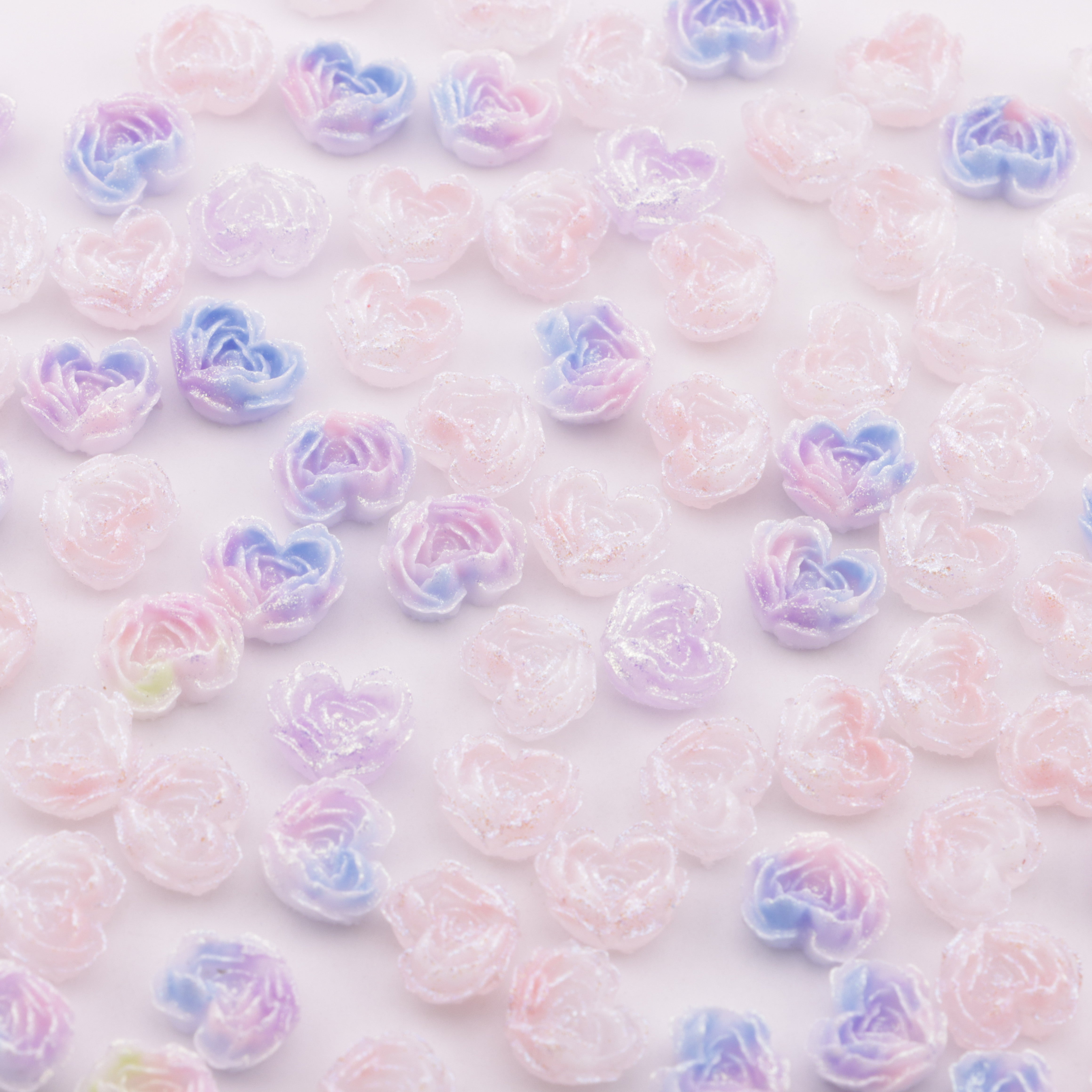 FS6352- About 9×10mm Light - Color Luminous Heart Soft Flower Charms