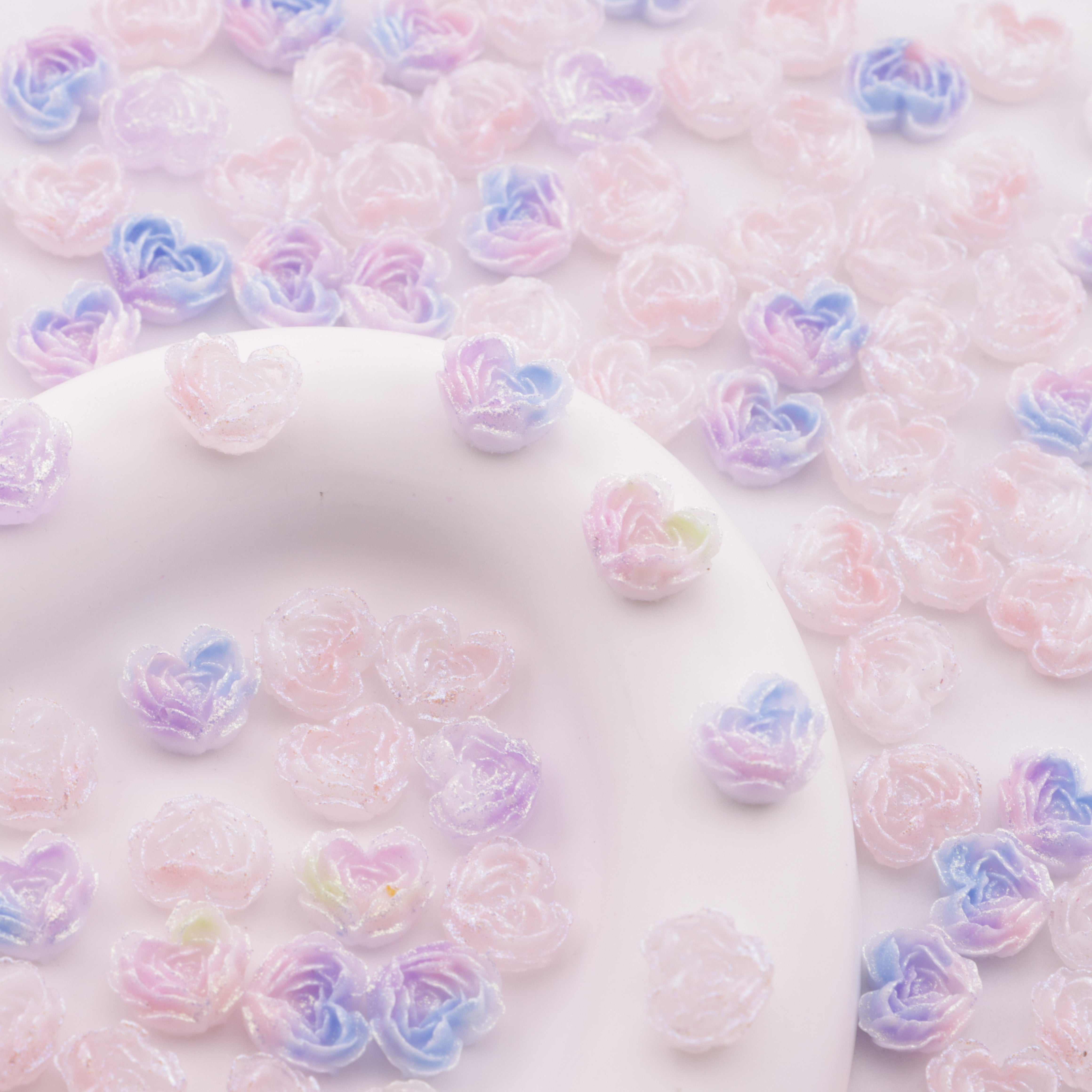 FS6352- About 9×10mm Light - Color Luminous Heart Soft Flower Charms