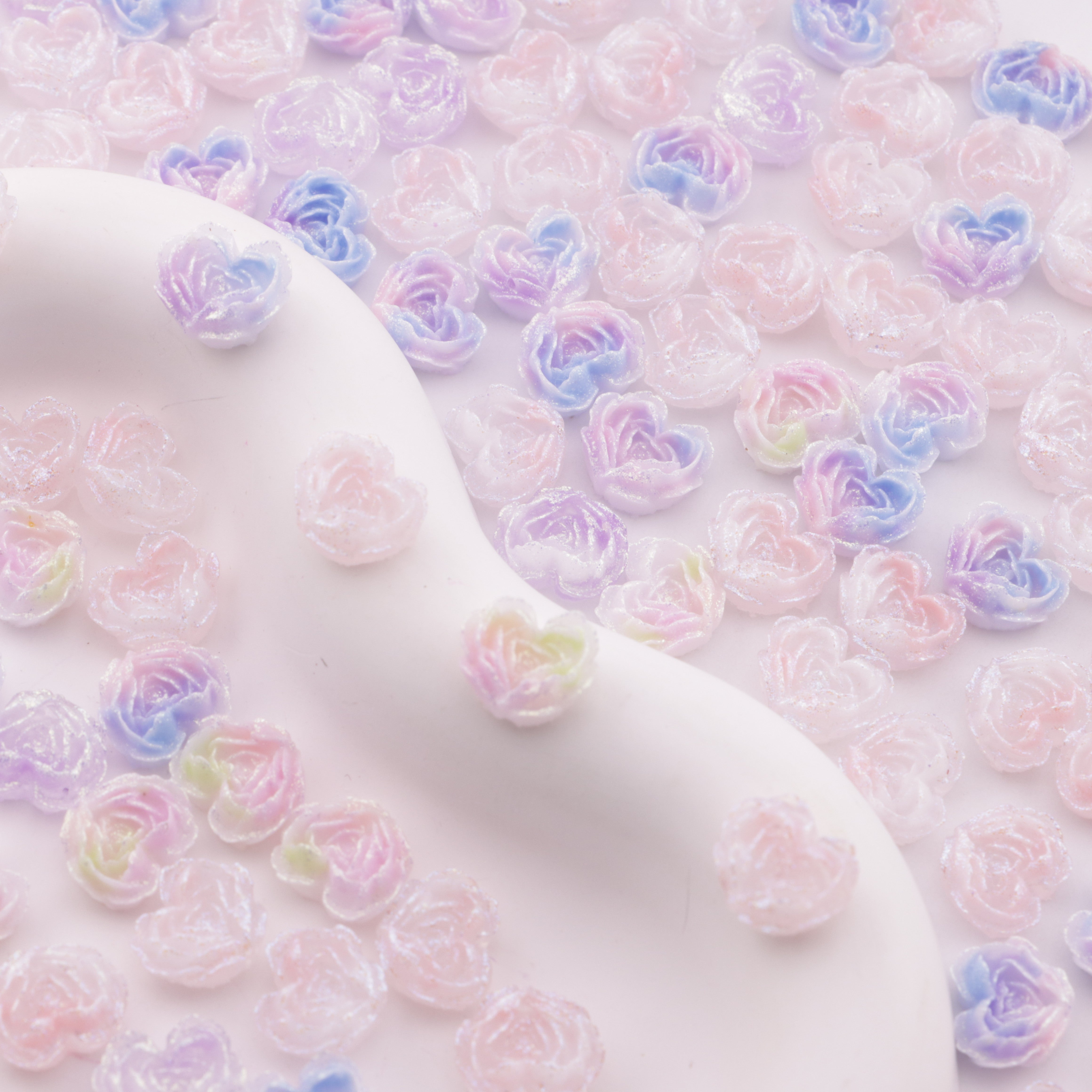 FS6352- About 9×10mm Light - Color Luminous Heart Soft Flower Charms