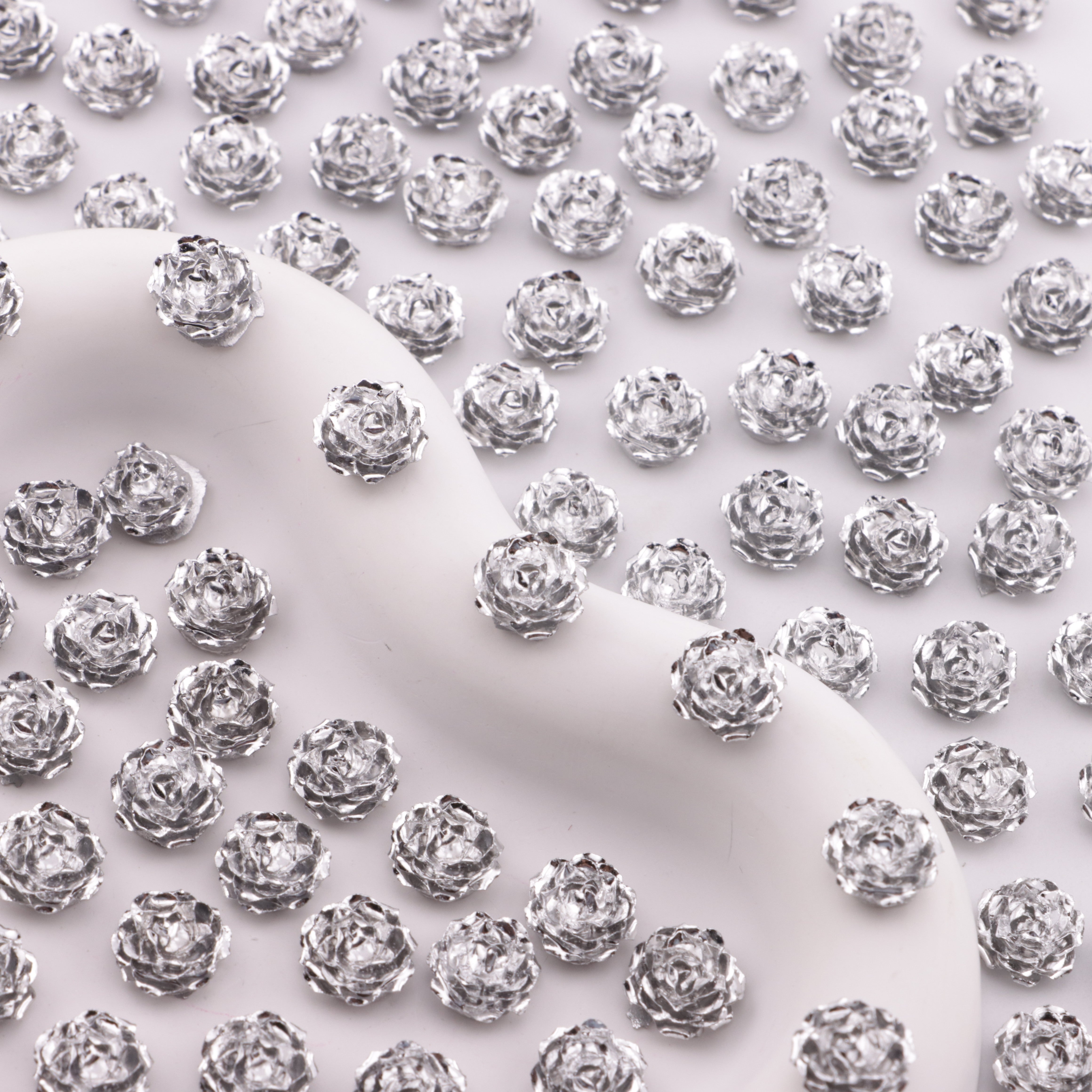 FS6387- 10mm Silver Small Flower Charms, Silver Small Flower Patches Zoe's DIY Shop