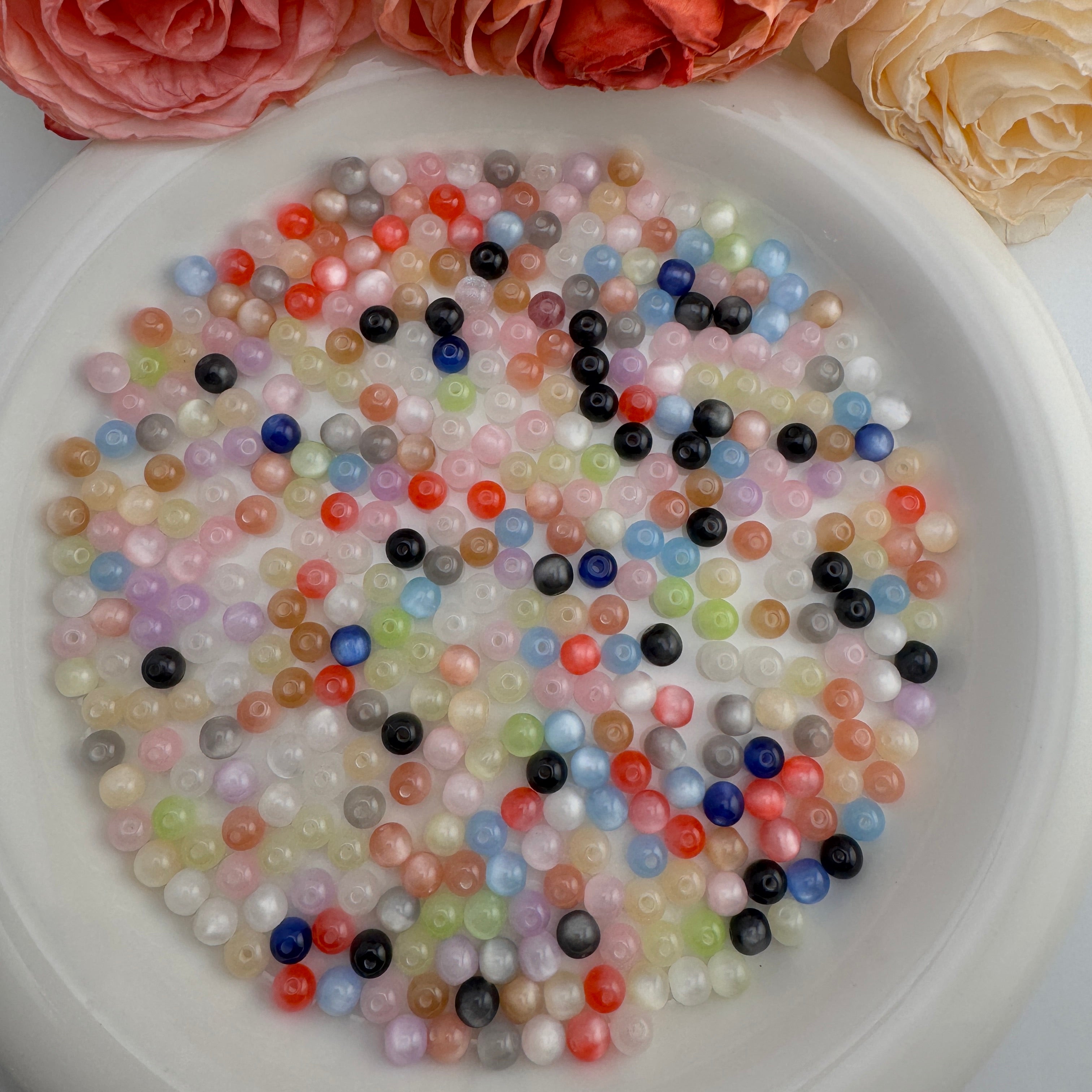FS10068-6mm Cat Eye Resin Beads For Making Keychain Jewelry Making (Hole Is Not For Pens)