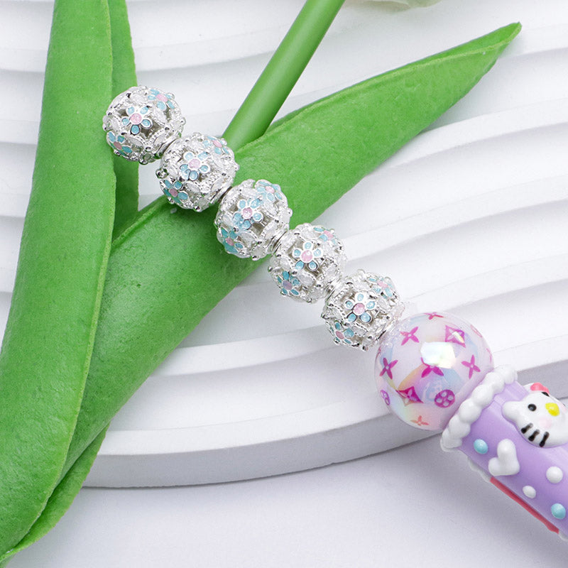 FS5099- 10mm Heart 5 Petal Metal Beads Love - Pearl Five - Petal Flower Alloy Beads Fit For Pen