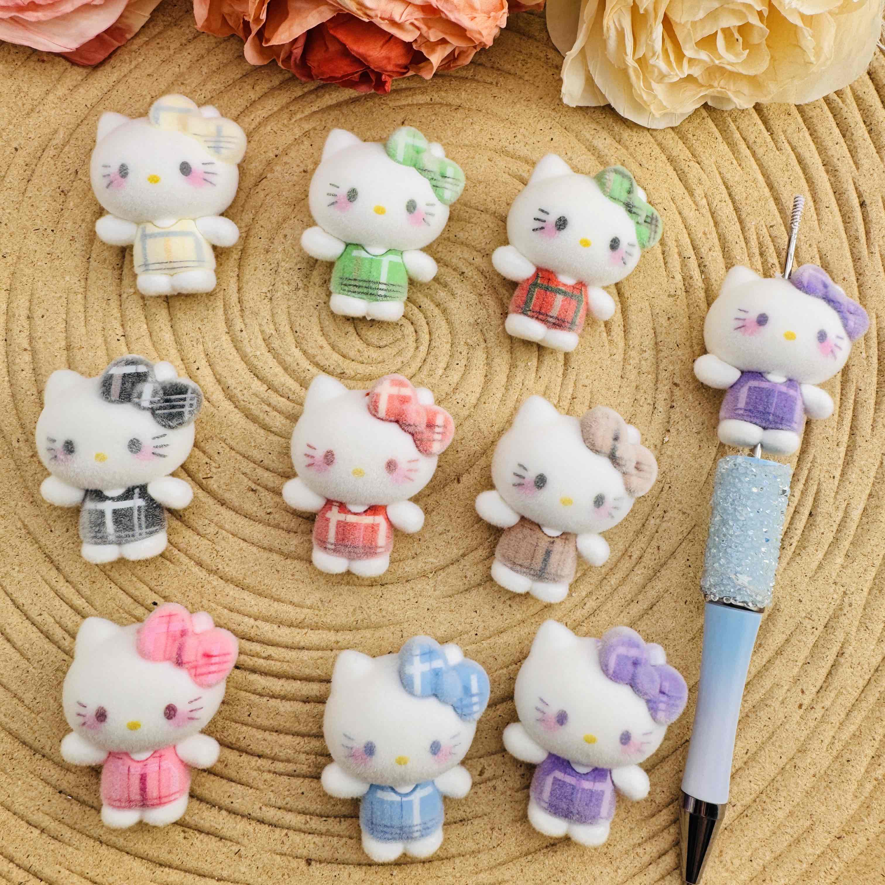 FS10070-30×40mm HK Flocked Acrylic Beads For Beadable Pens Keychain Making