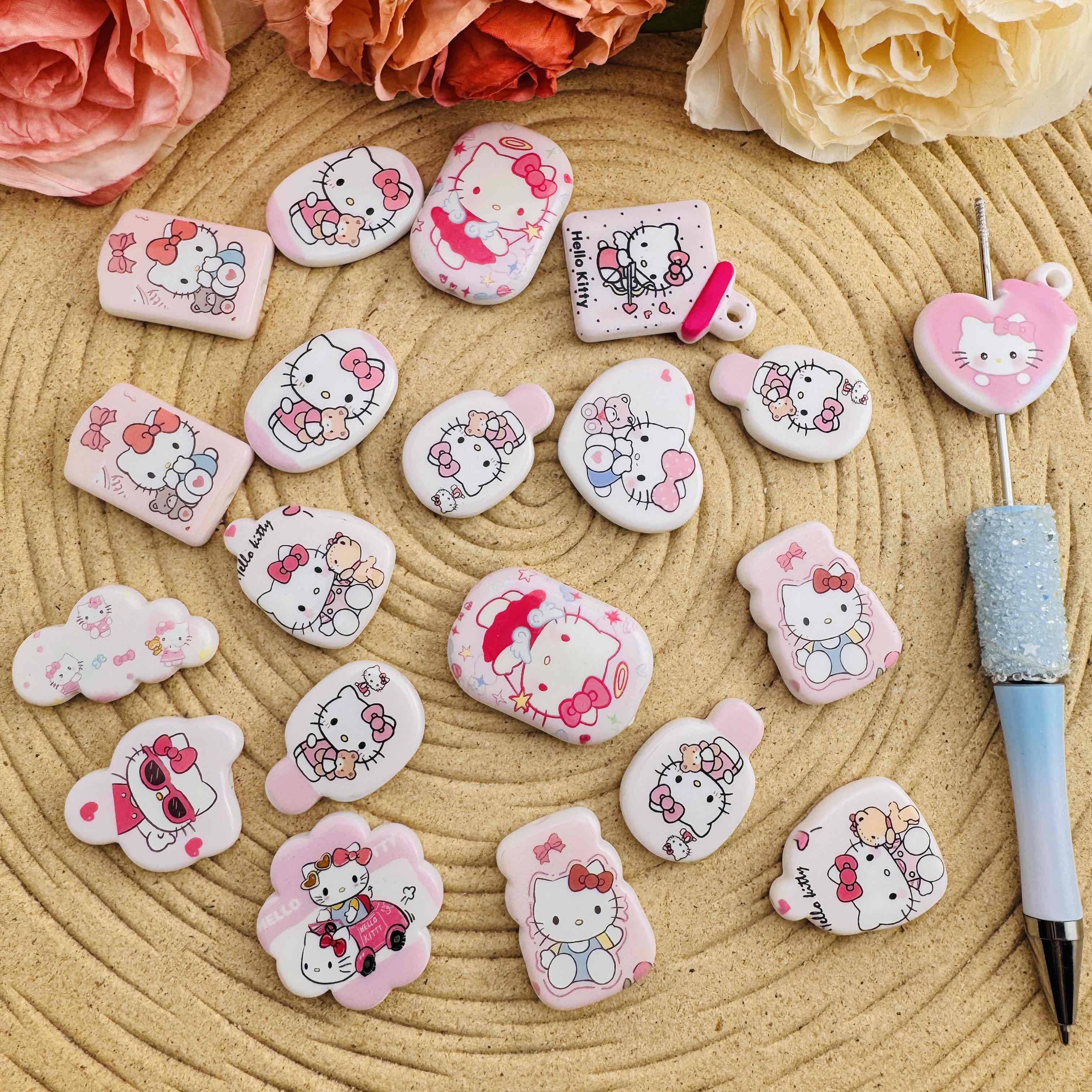 FS10073-Random Mixed HK Printed Acrylic Beads For Beadablea Pens Keychain Making