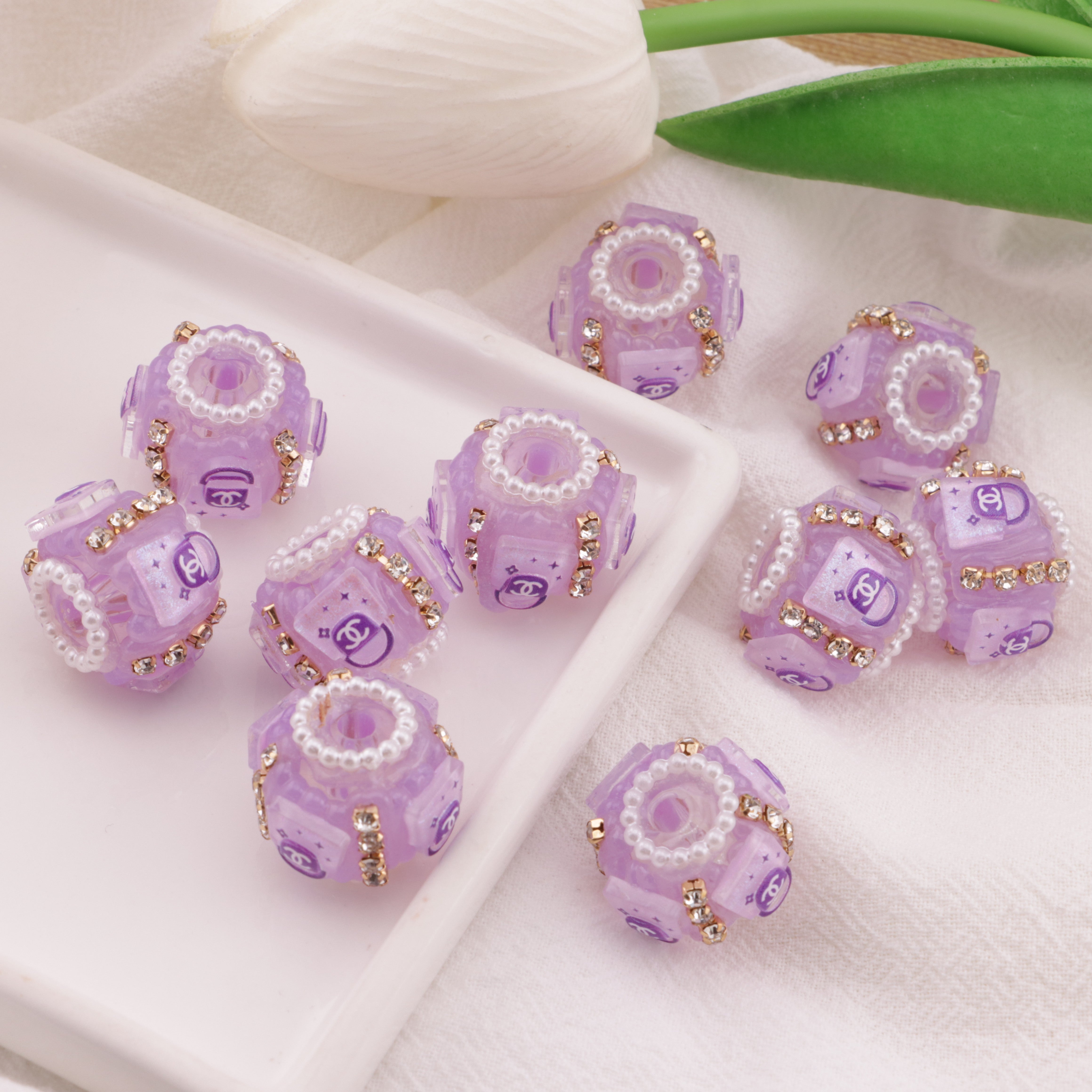 FS6322- 18mm CC Bags Hand - Painted Fancy Beads Zoe's DIY Shop