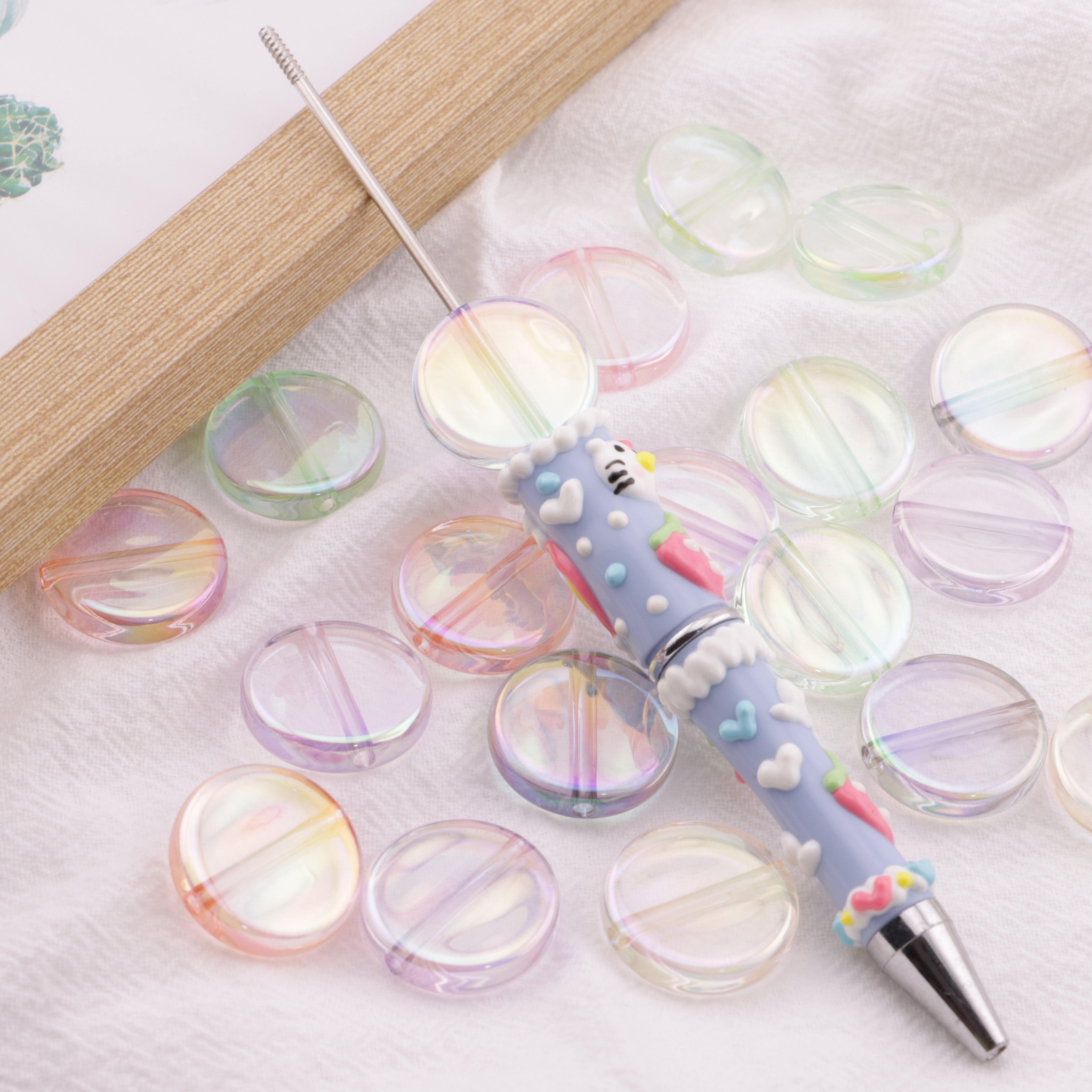 FS6407- 20Mm Clear Uv Round Plate Beads Colored - Plated Transparent Round Plate Beads Zoe's DIY Shop