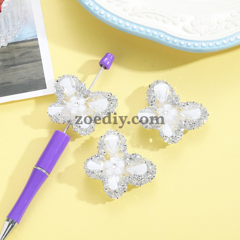 FS0934- Mixed Color Heavy Granulated Sugar Butterfly Acrylic Beads Fit For Beadable Pens