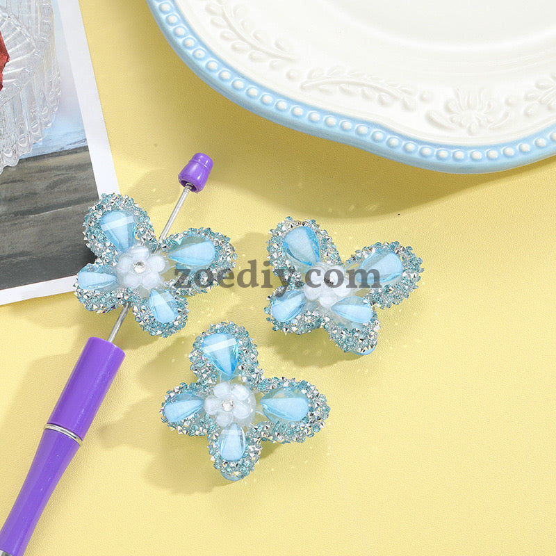 FS0934- Mixed Color Heavy Granulated Sugar Butterfly Acrylic Beads Fit For Beadable Pens