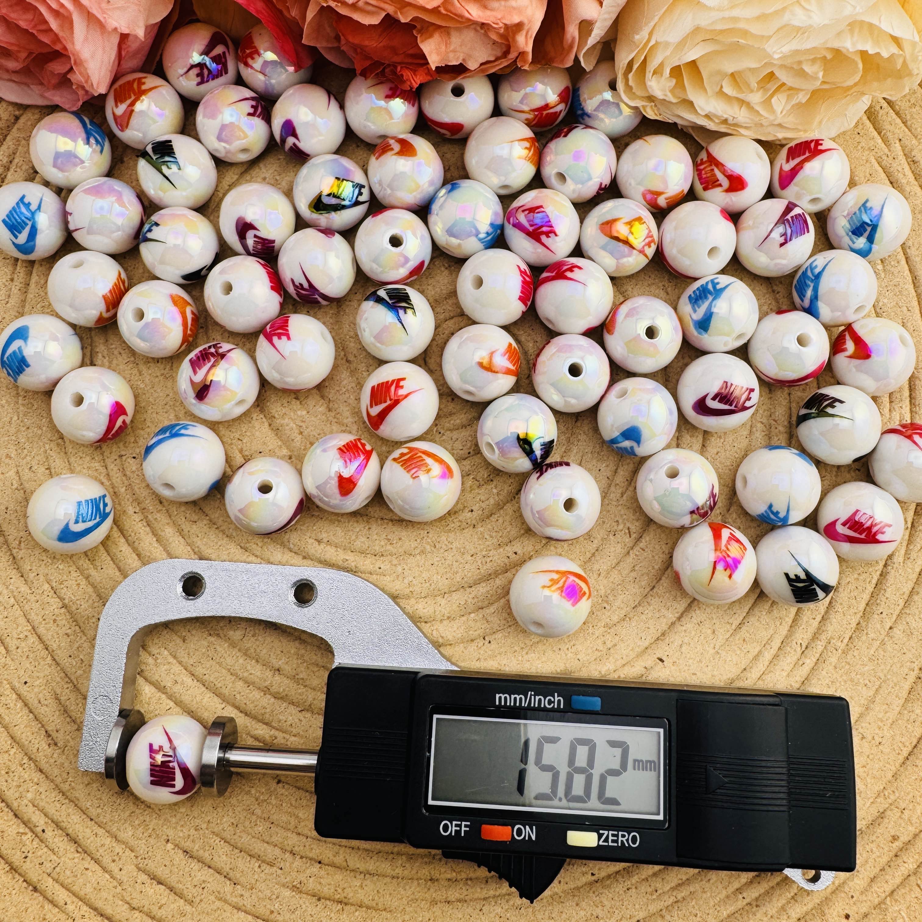 FS10086-Random Mixed Solid Color UV Coating Printed Acrylic Beads For Beadable Pens Keychain Making
