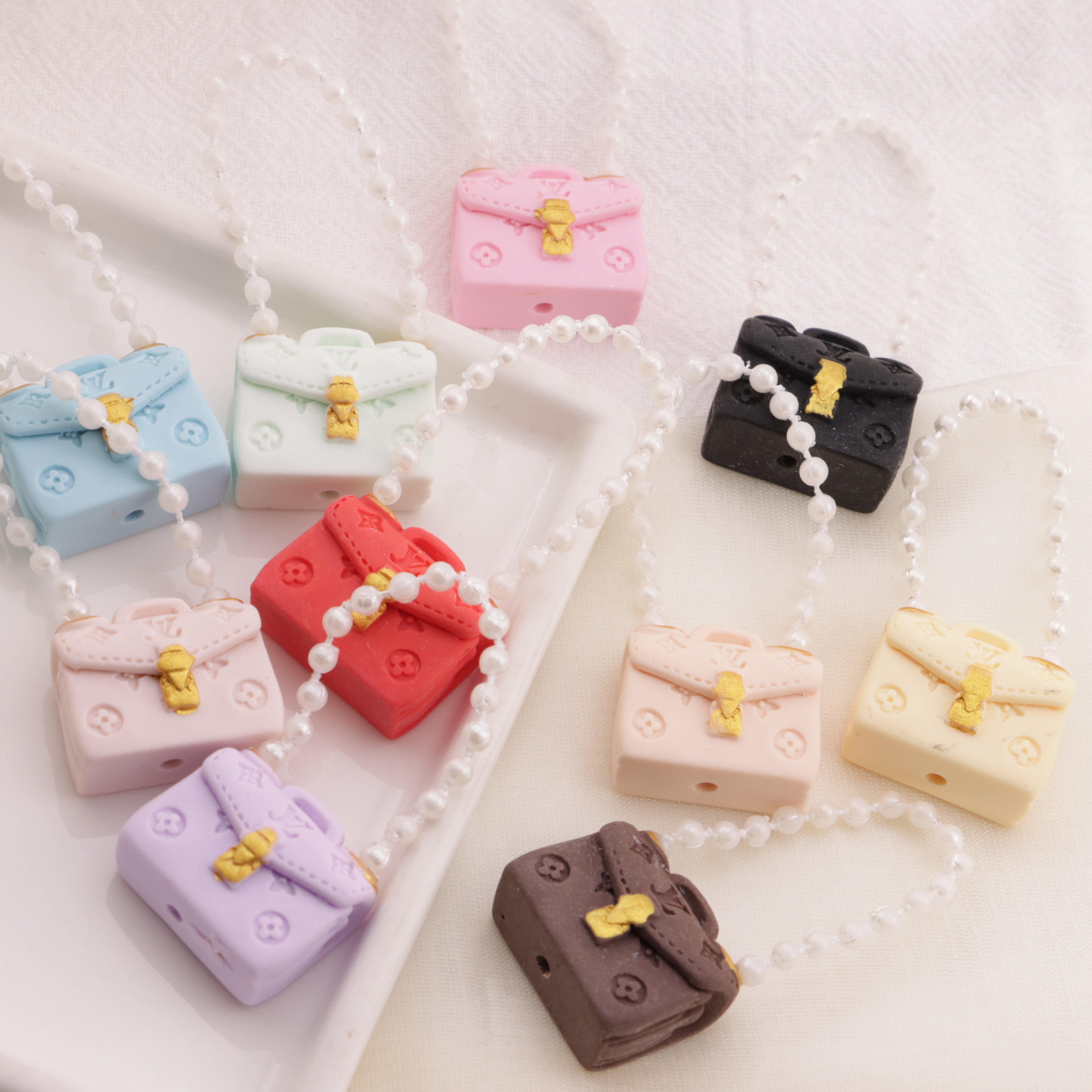 FS6283- 18×22mm Cc Bags Beads Pearl Chain Rectangular Bag Beads Zoe's DIY Shop