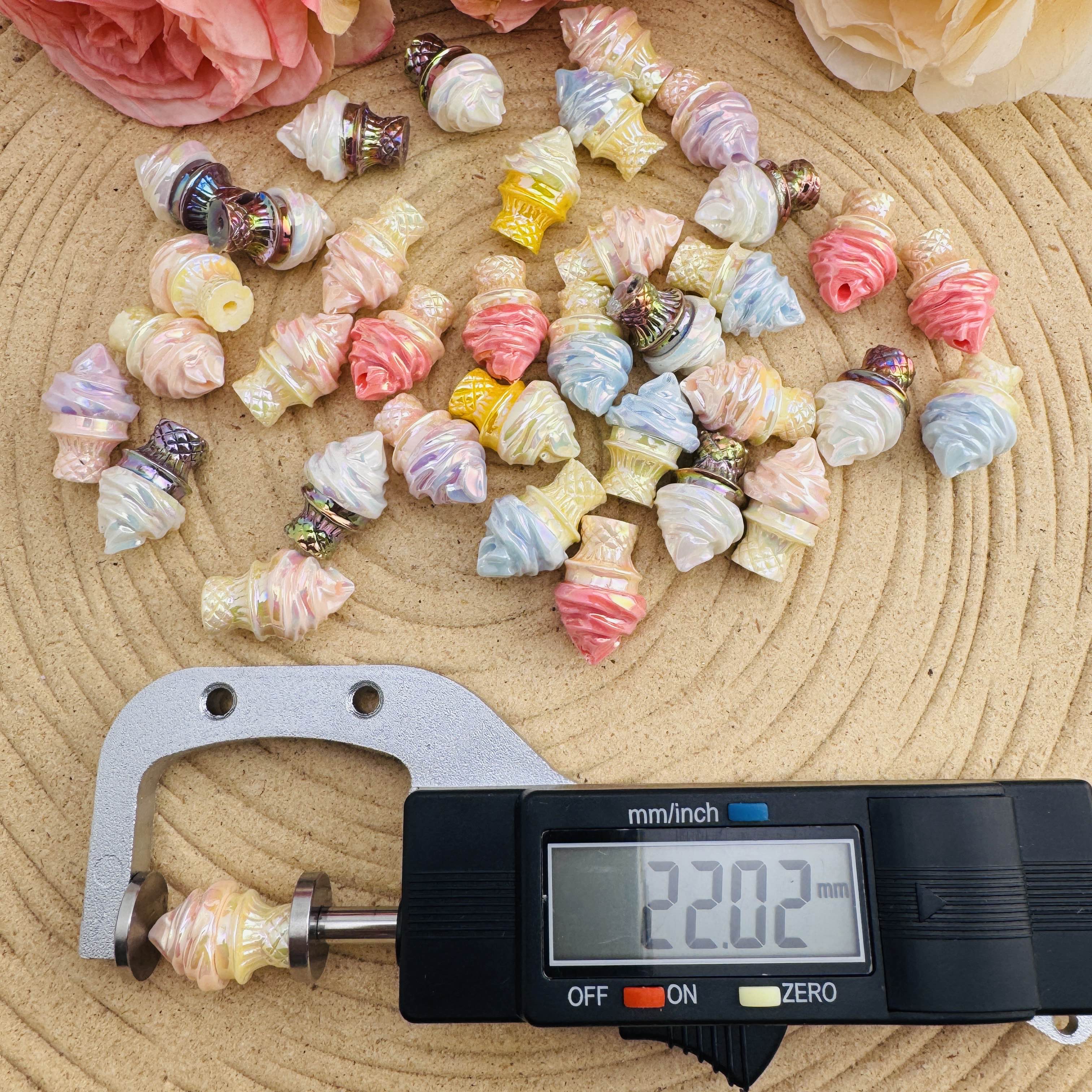 FS10084-14×22mm Random Mixed Ice Cream UV Coating Acrylic Beads For Beadable Pens Keychain Making