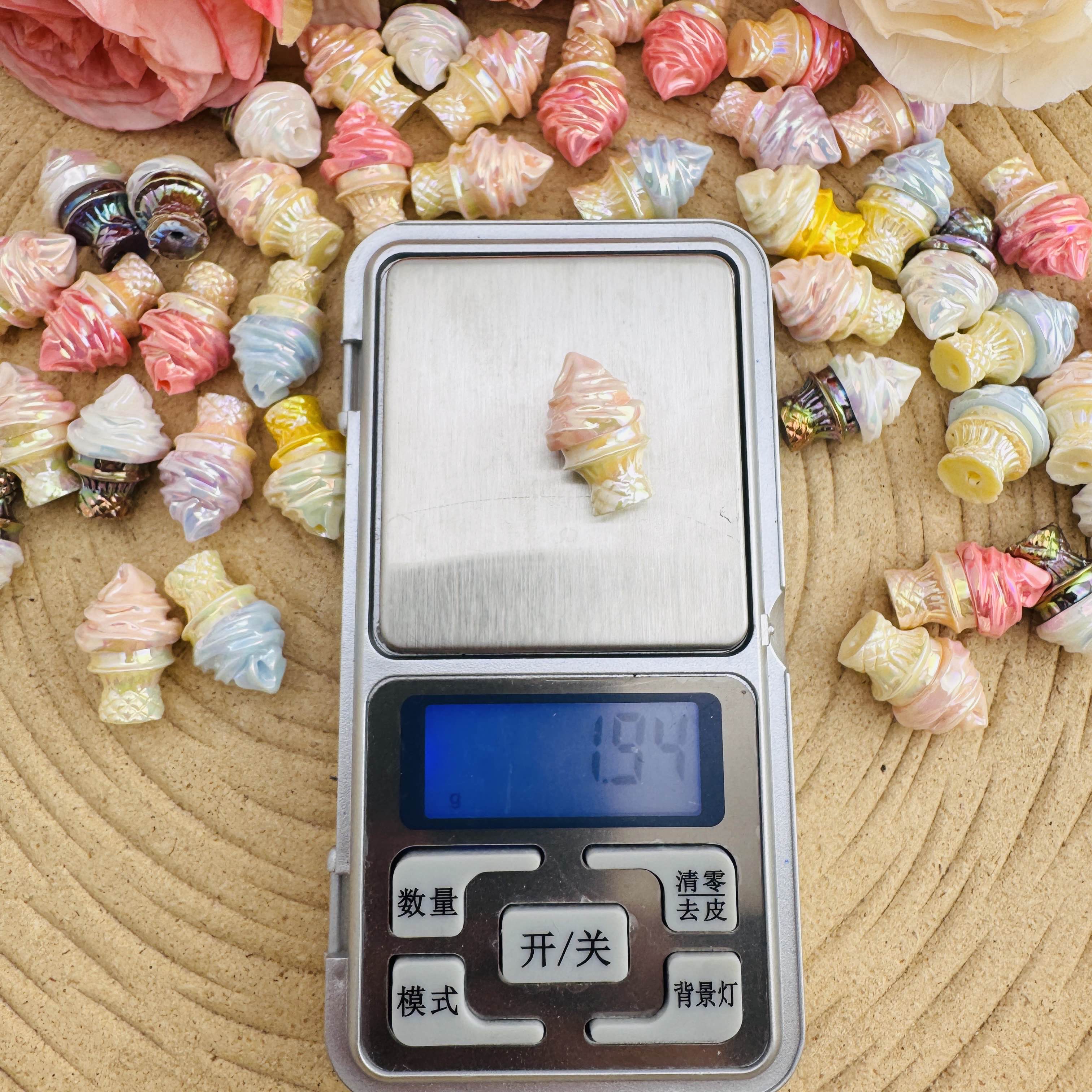 FS10084-14×22mm Random Mixed Ice Cream UV Coating Acrylic Beads For Beadable Pens Keychain Making