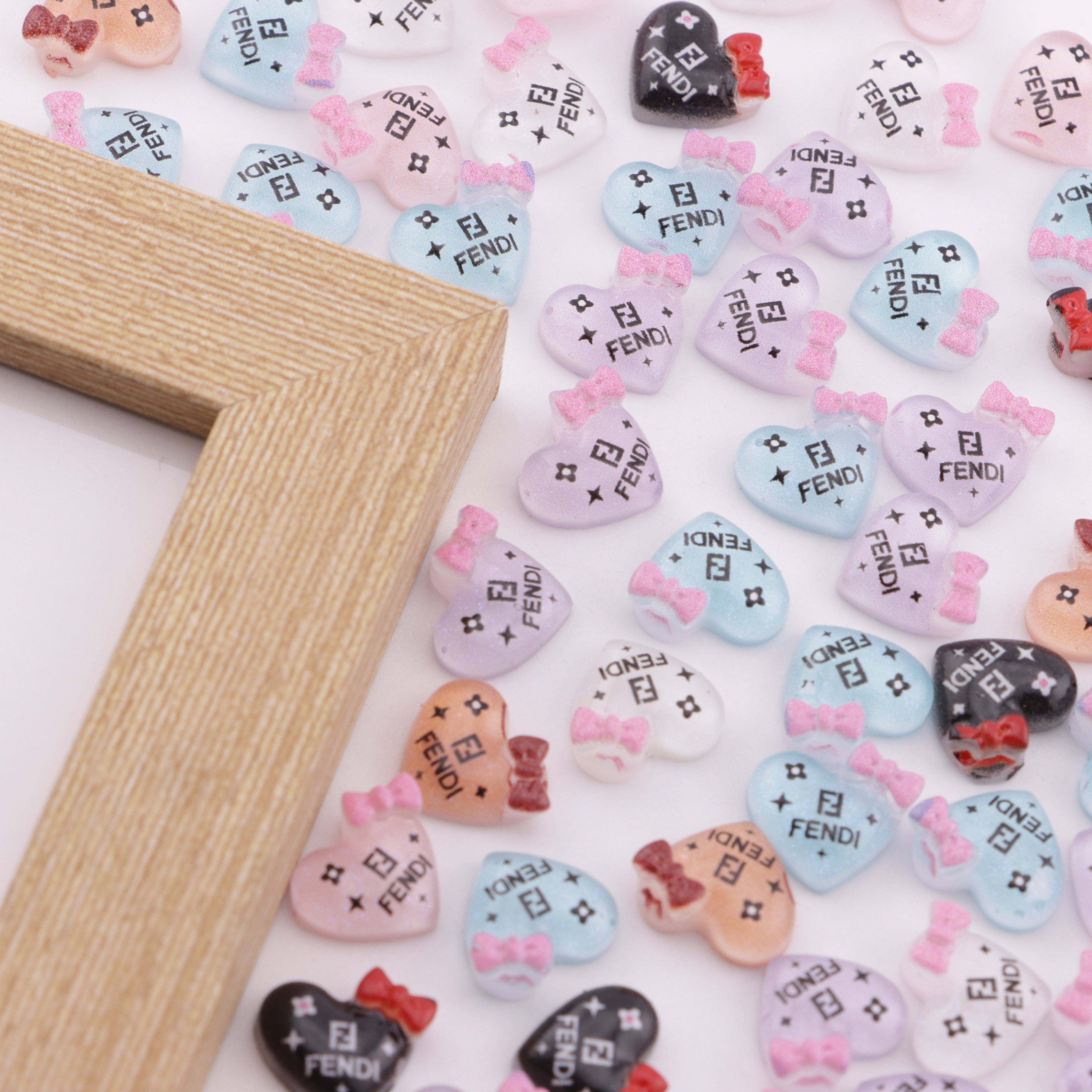 FS6440- ABOUT 11×10MM BOWS HEART FENDI NAIL CHARMS Zoe's DIY Shop