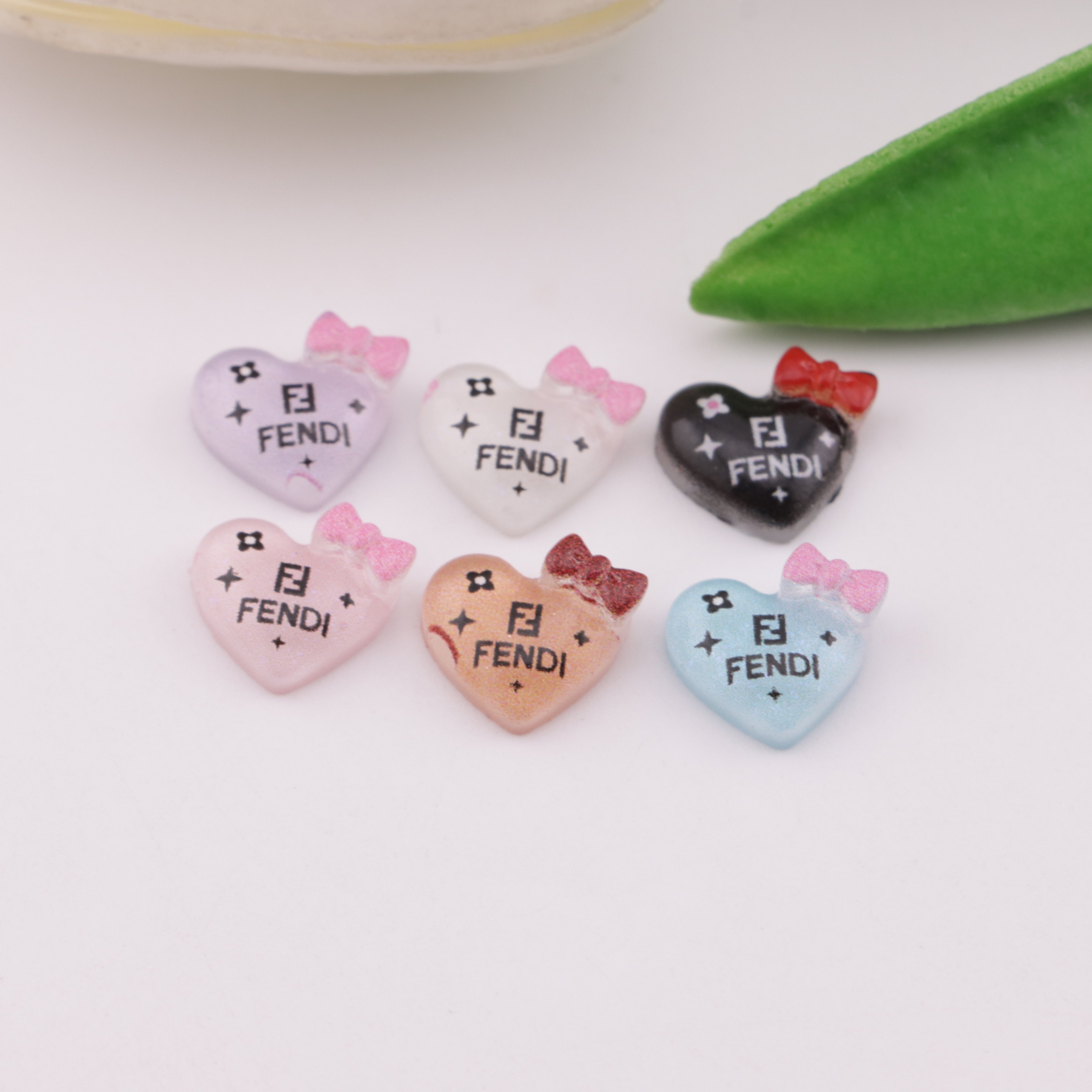 FS6440- ABOUT 11×10MM BOWS HEART FENDI NAIL CHARMS Zoe's DIY Shop