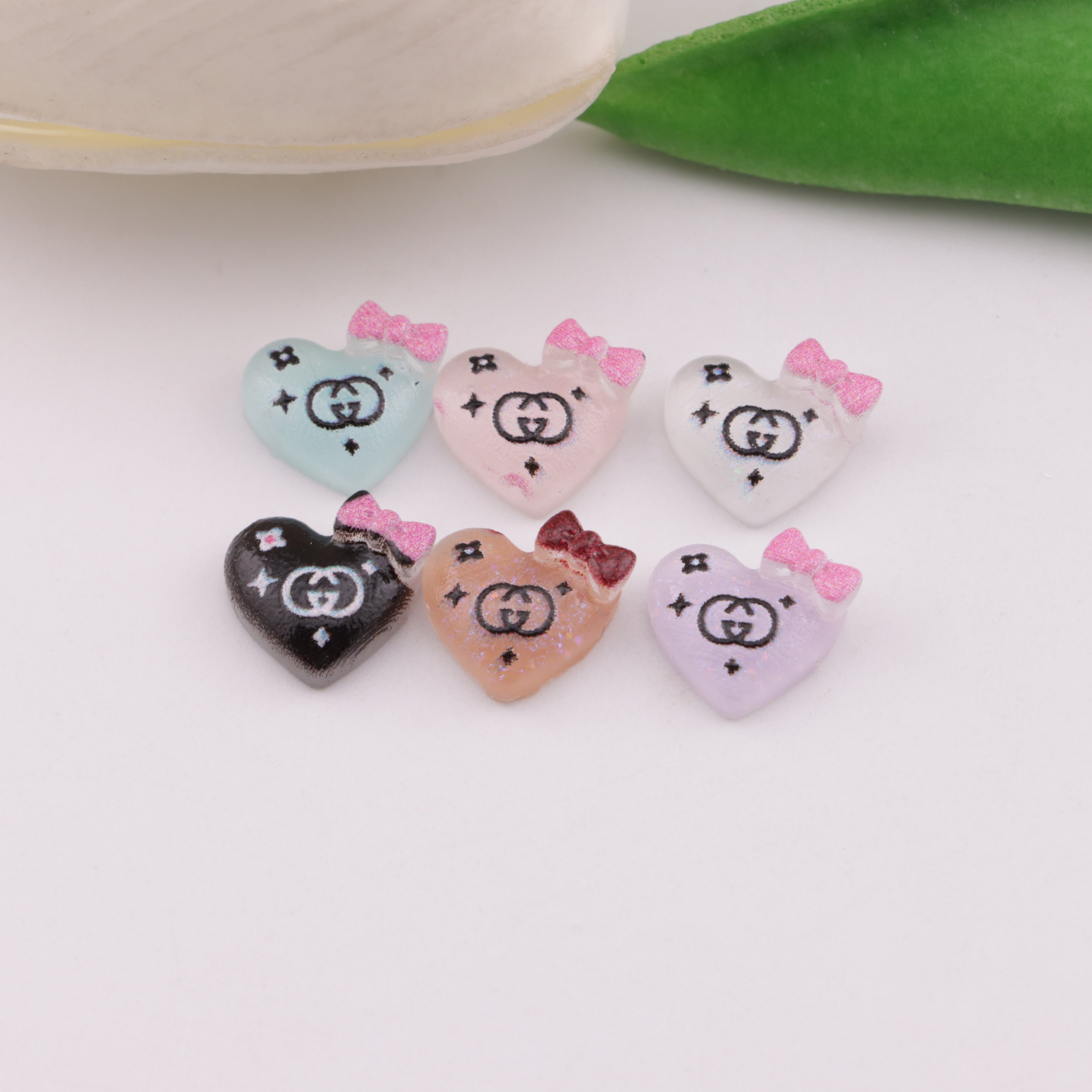 FS6439- Approximately 11×10mm GG Love Heart Nail Art Stickers Zoe's DIY Shop