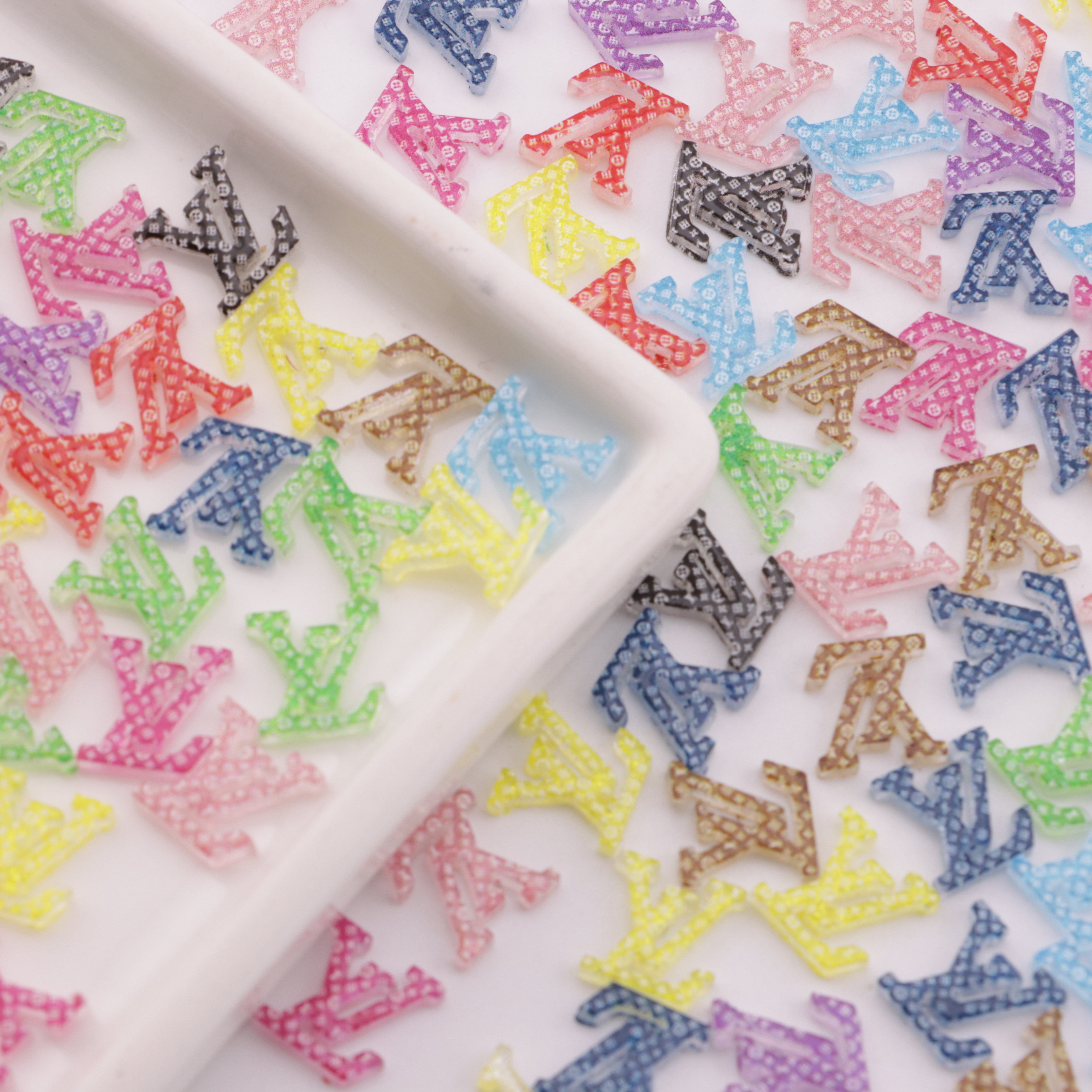 FS6441- 9.5×10MM LV Colourful Charms LV Small Pattern Printed Patch Zoe's DIY Shop