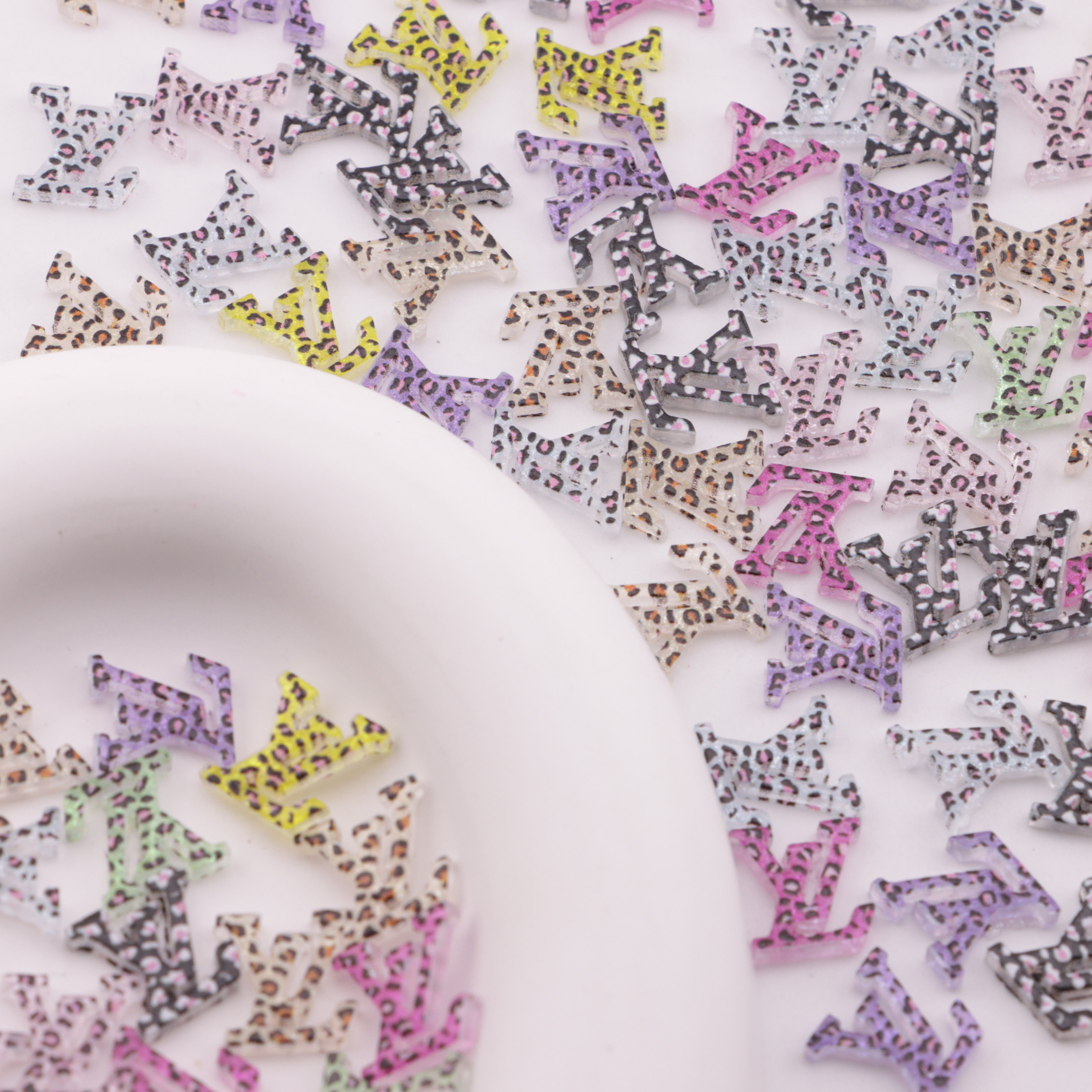 FS6442- 9.5×10mm LV Colourful Leopard Charms LV Leopard Print Patch Zoe's DIY Shop