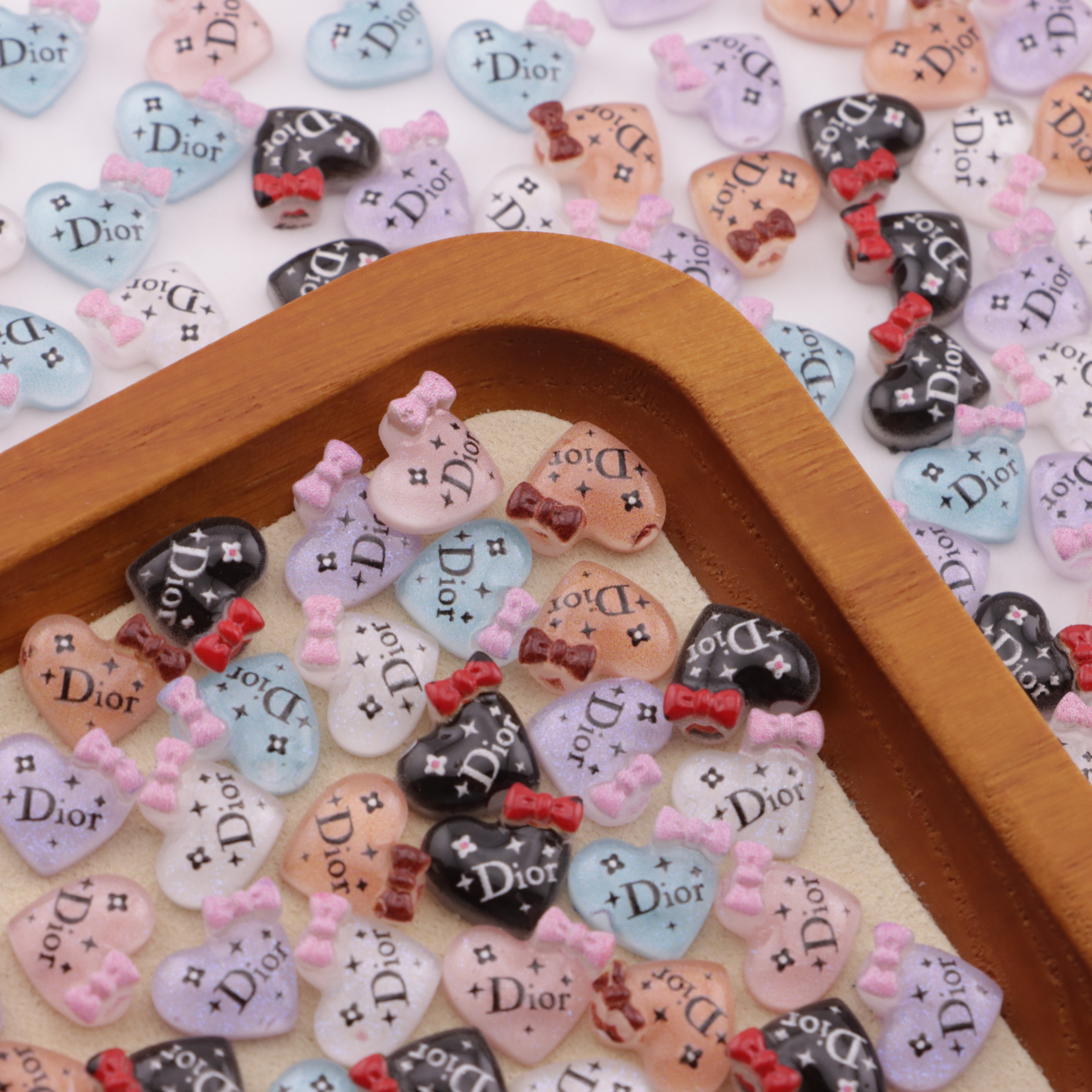 FS6446- ABOUT 11×10MM BOWS HEART DIOR NAIL CHARMS Zoe's DIY Shop