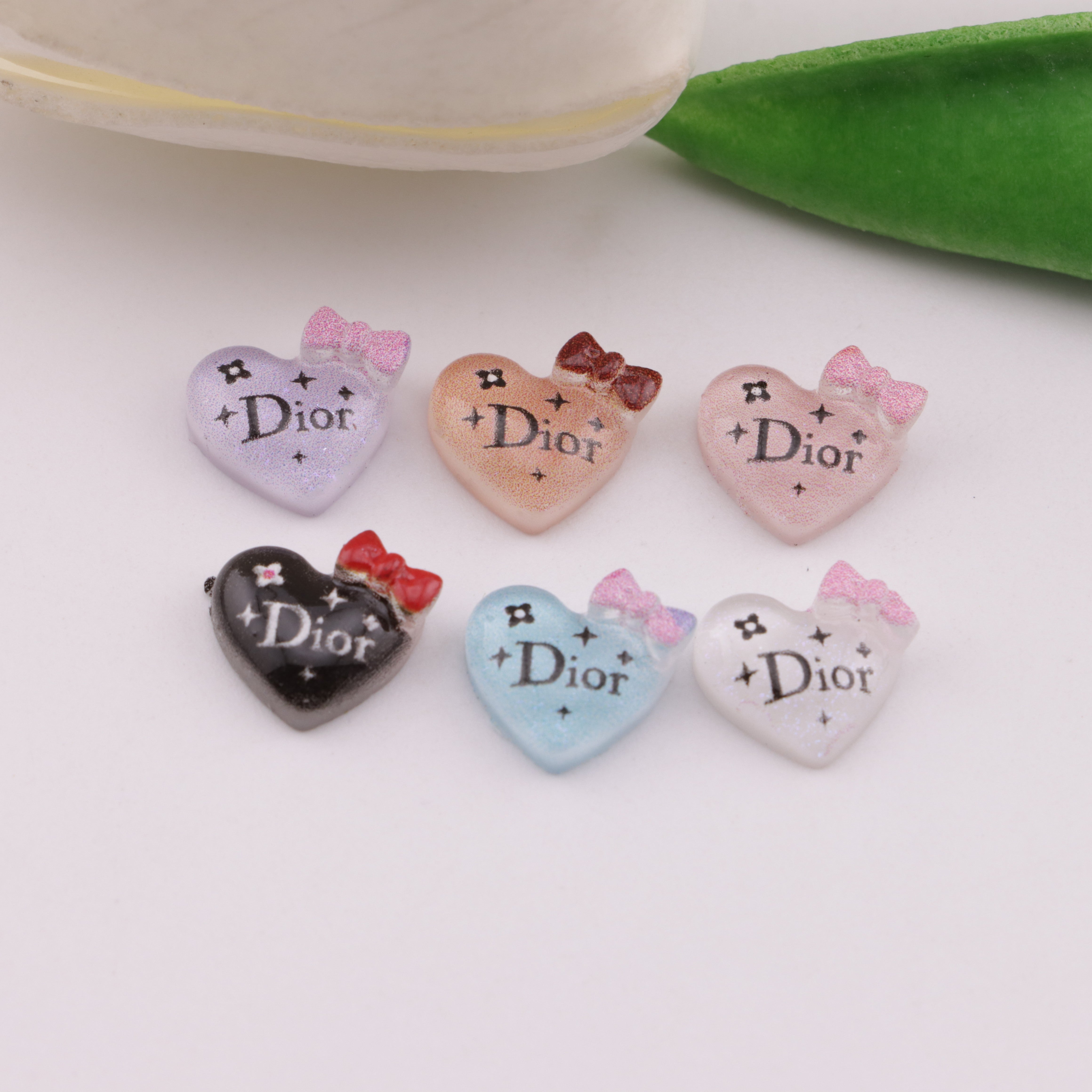 FS6446- ABOUT 11×10MM BOWS HEART DIOR NAIL CHARMS Zoe's DIY Shop