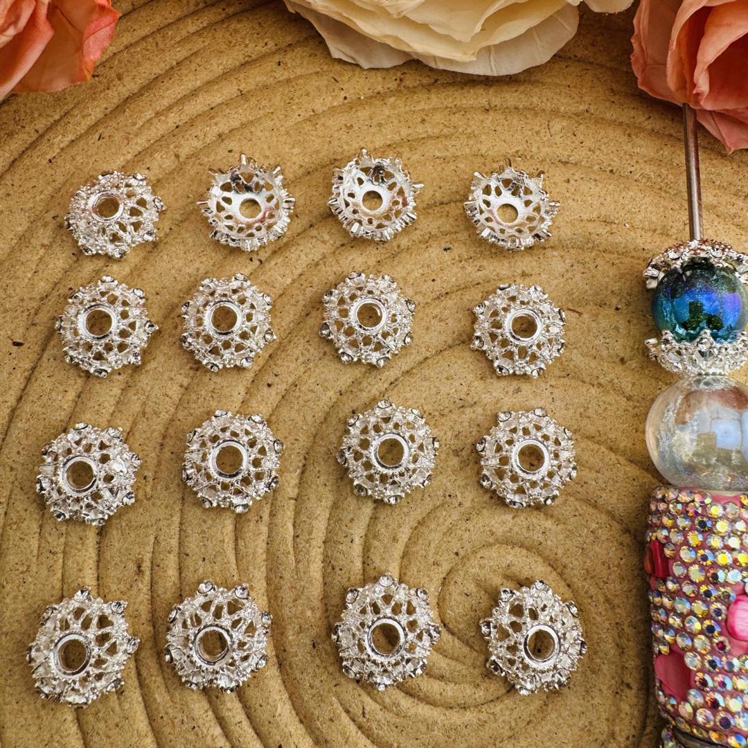 FS10167-14mm Alloy Beads with Diamonds