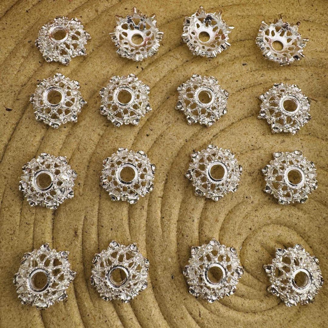 FS10167-14mm Alloy Beads with Diamonds