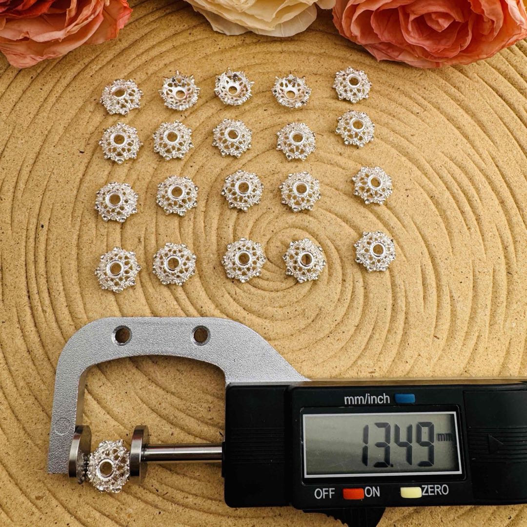 FS10167-14mm Alloy Beads with Diamonds