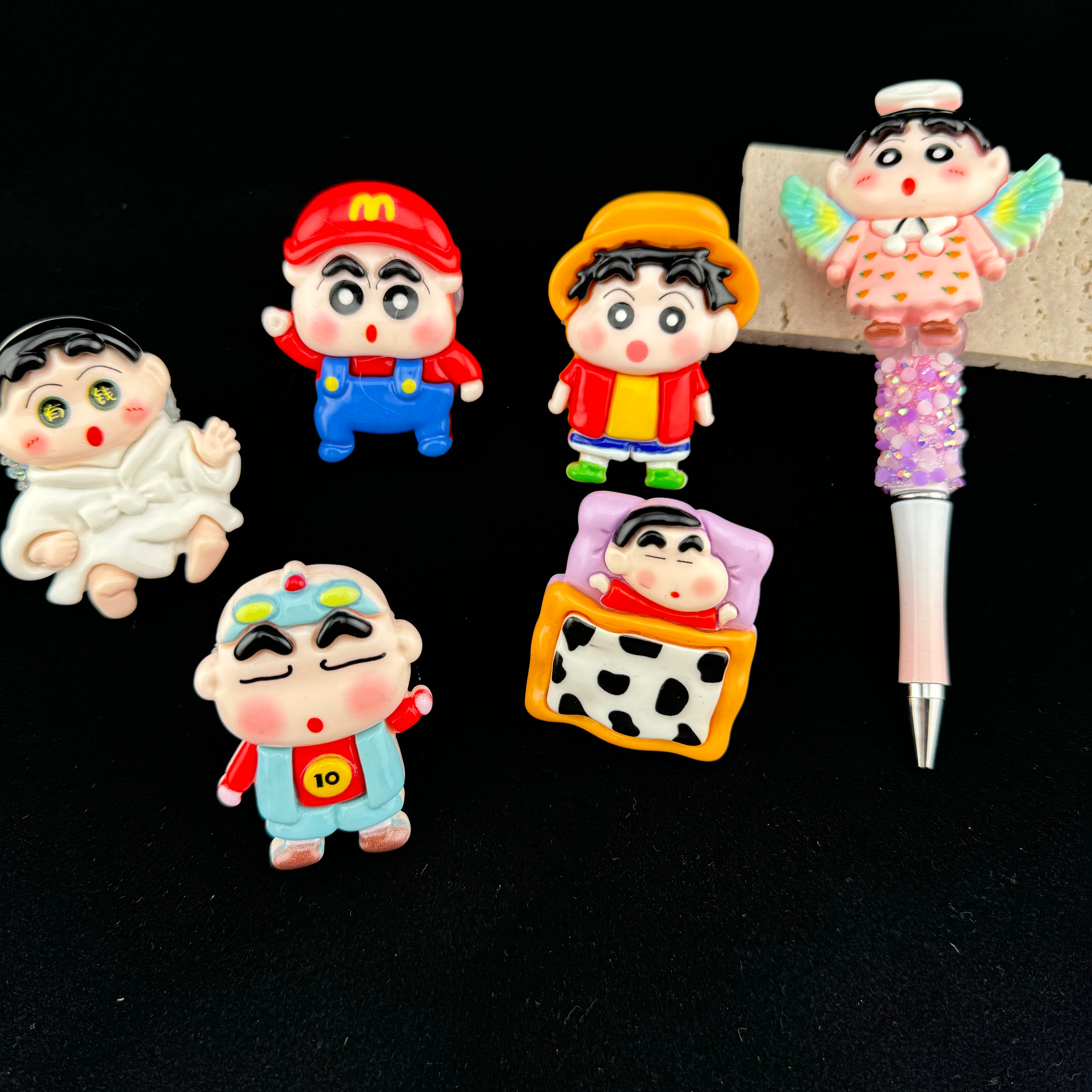 Mixed UV Shiny Crayon Shin Chan Resin Beads Fit For Beadable Pens