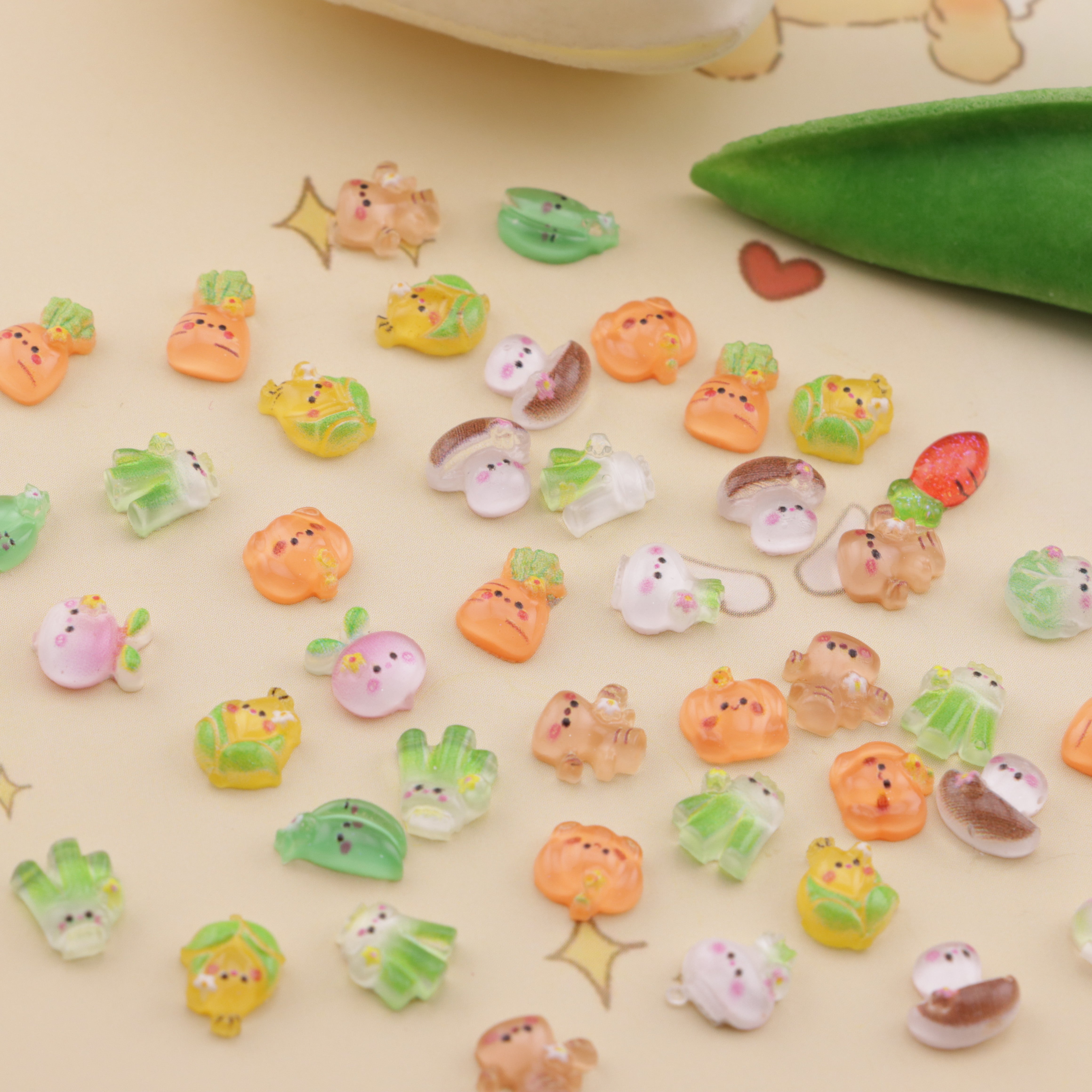 FS6508- About 6×7mm Ice Transparent Vegetable Series Nail Stickers Zoe's DIY Shop