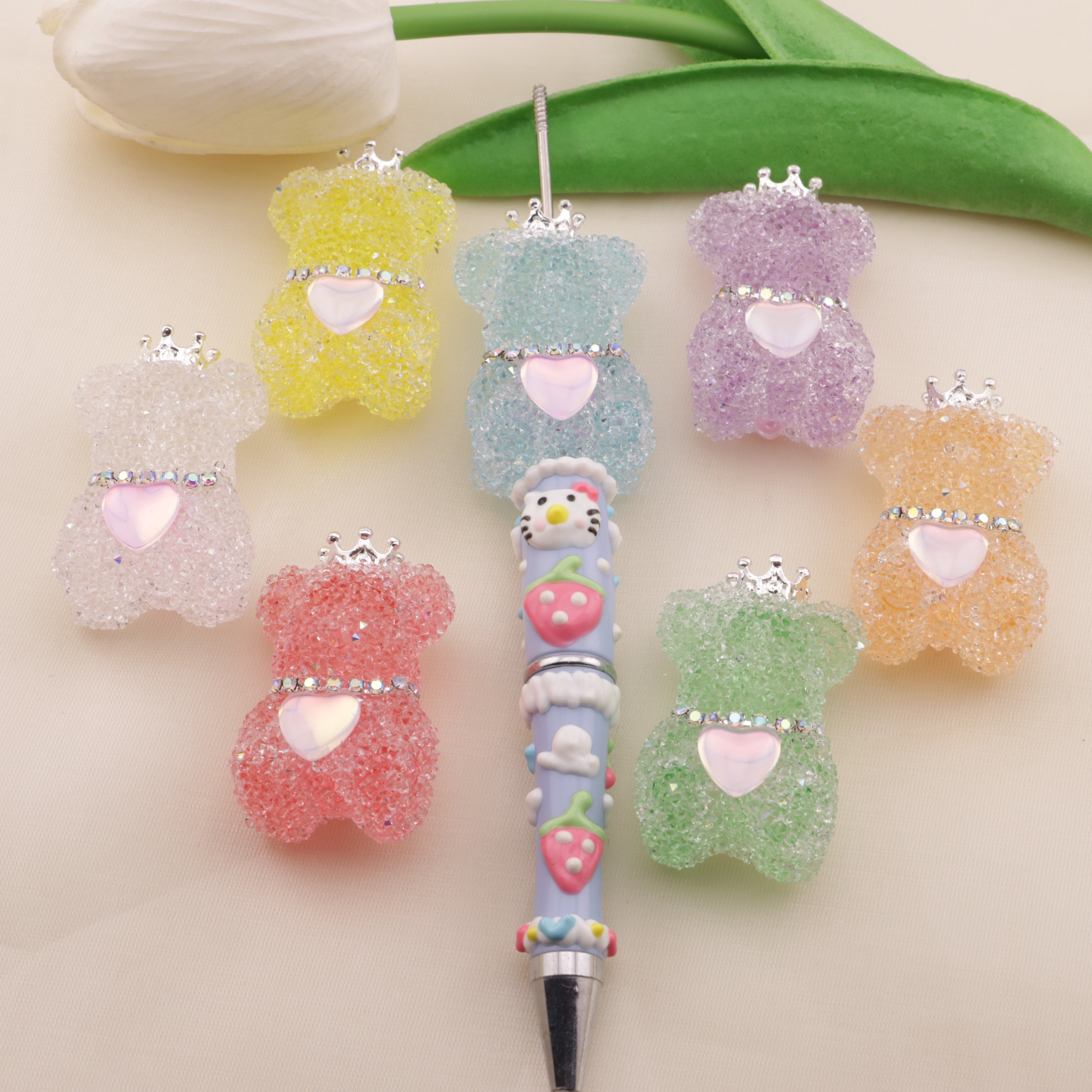 FS6489- Approximately 24Mm Double-Sided Three-Dimensional Transparent Color Love Sugar Bear Beads Zoe's DIY Shop