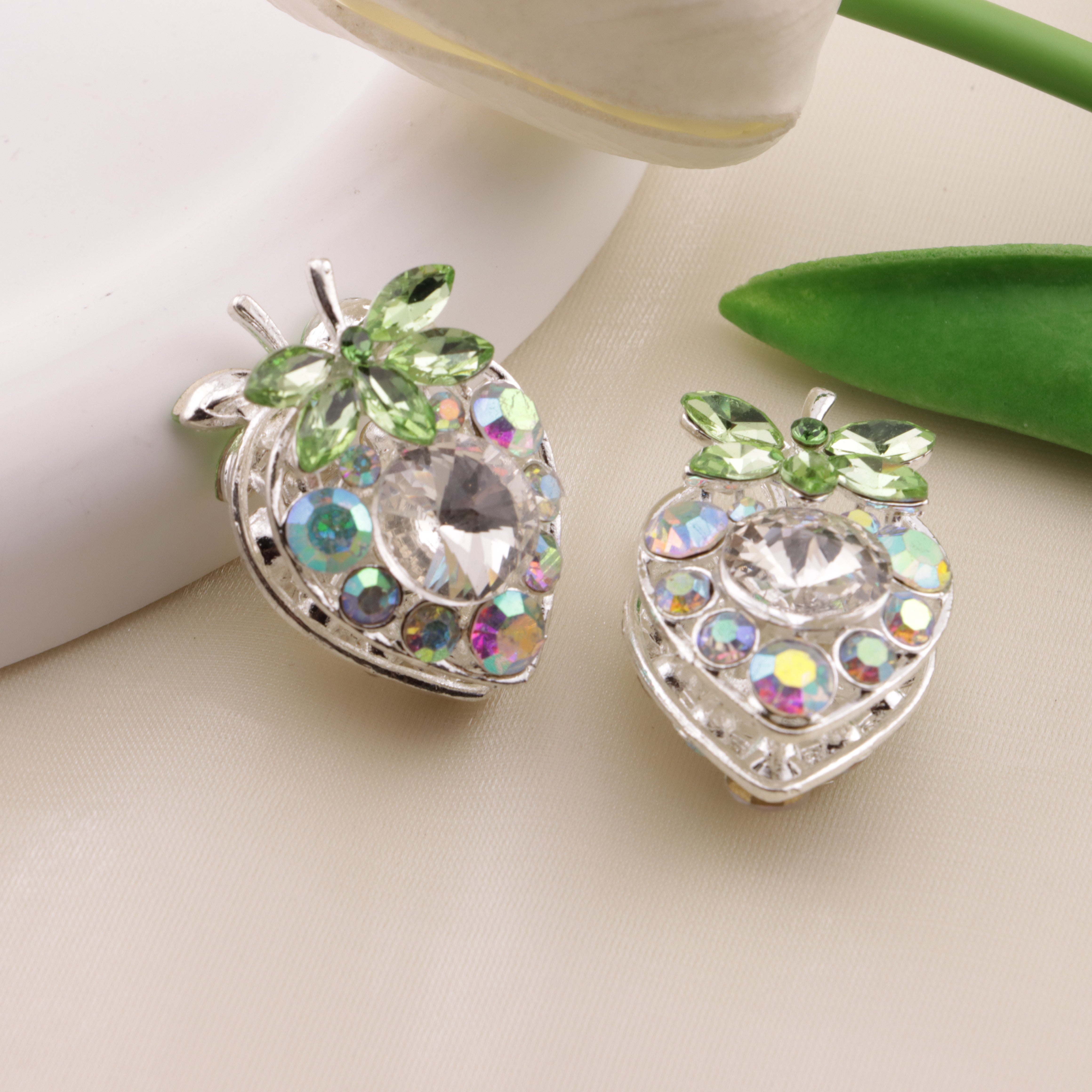 FS6492- Approximately 34×23mm Double-Sided Drilled Strawberry Four-Way Alloy Beads Zoe's DIY Shop