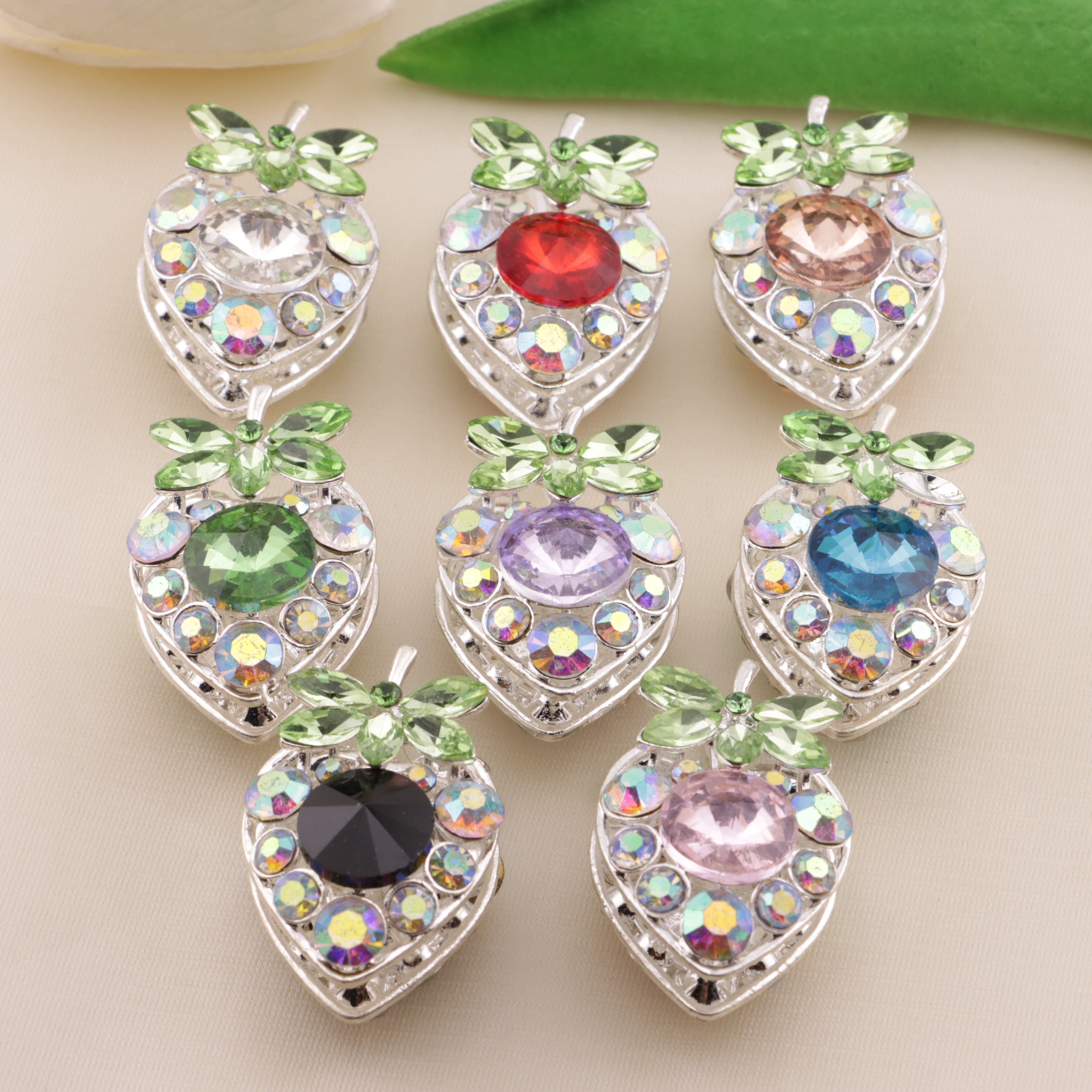 FS6492- Approximately 34×23mm Double-Sided Drilled Strawberry Four-Way Alloy Beads Zoe's DIY Shop