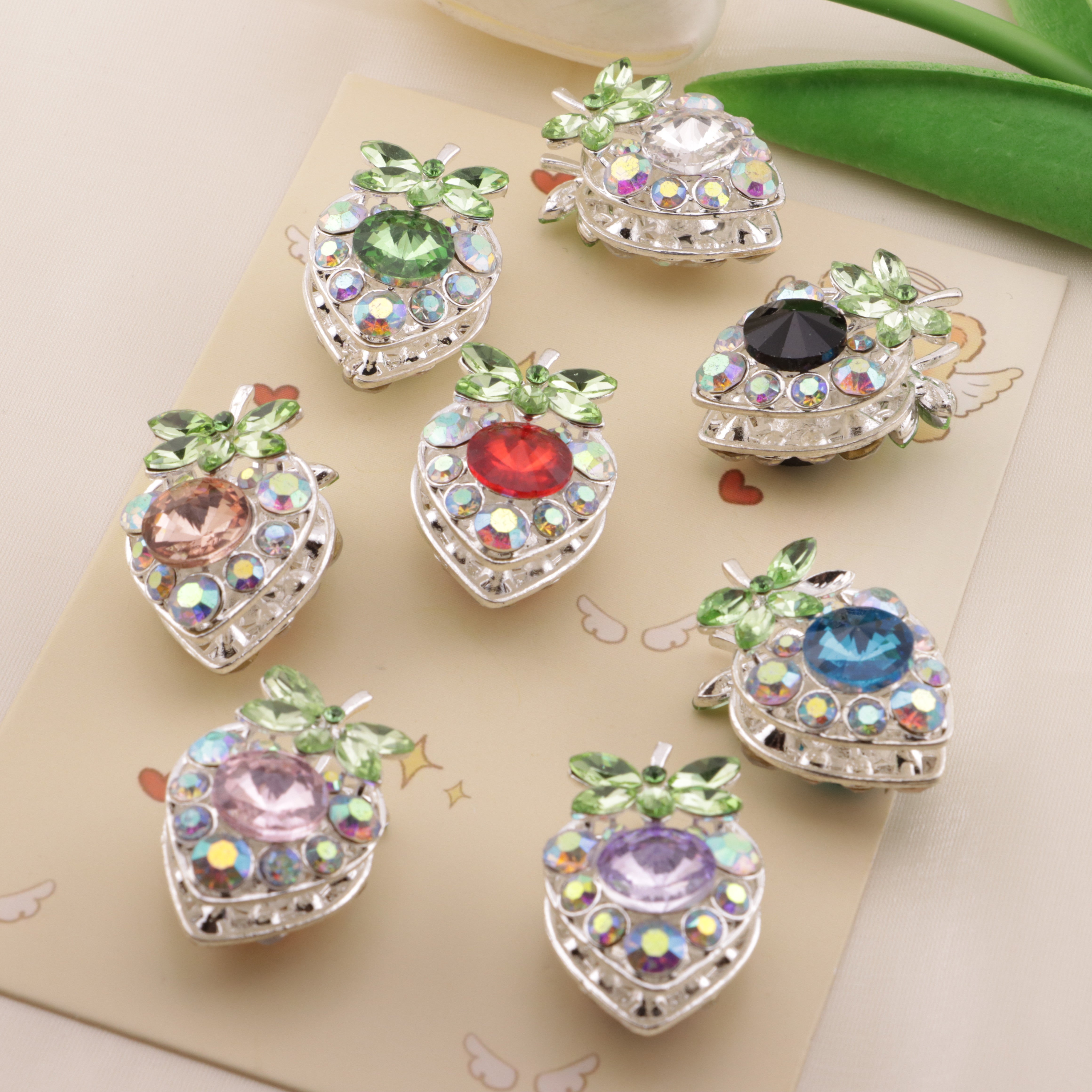 FS6492- Approximately 34×23mm Double-Sided Drilled Strawberry Four-Way Alloy Beads Zoe's DIY Shop
