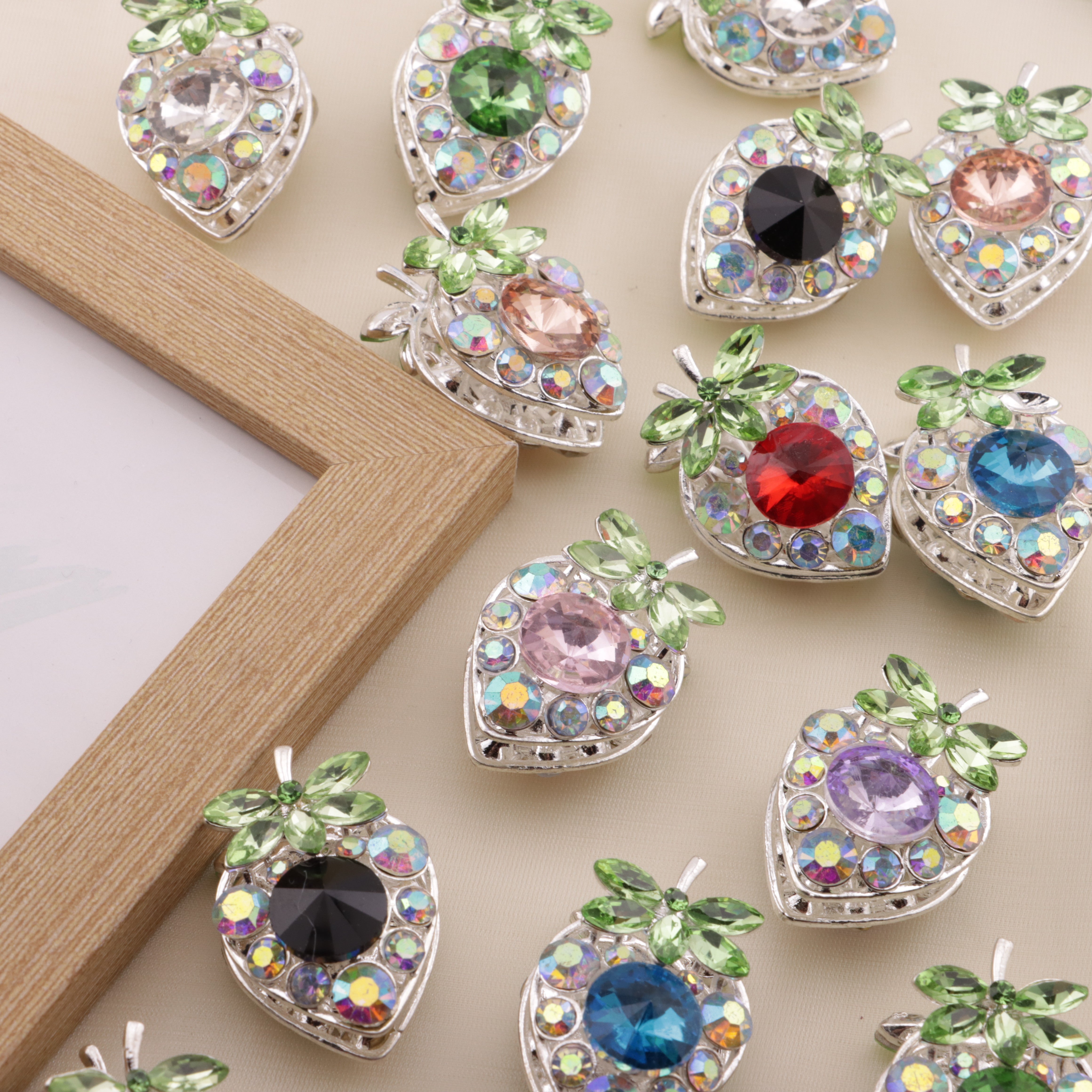 FS6492- Approximately 34×23mm Double-Sided Drilled Strawberry Four-Way Alloy Beads Zoe's DIY Shop