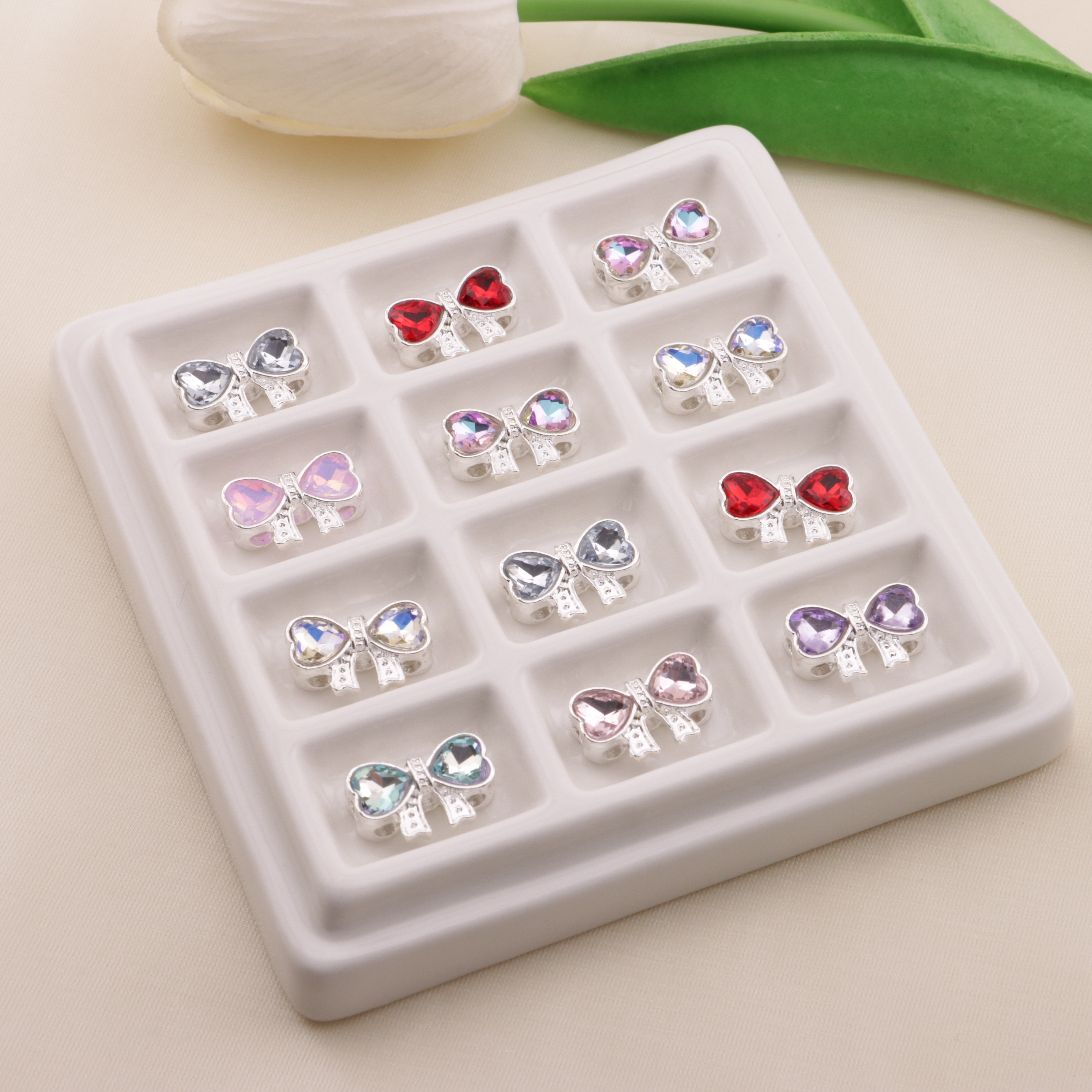 FS6553- 16×11Mm Double Heart Bows Metal 4 Hole Beads Double Love Heart Bowknot Metal Four-Way Beads Zoe's DIY Shop