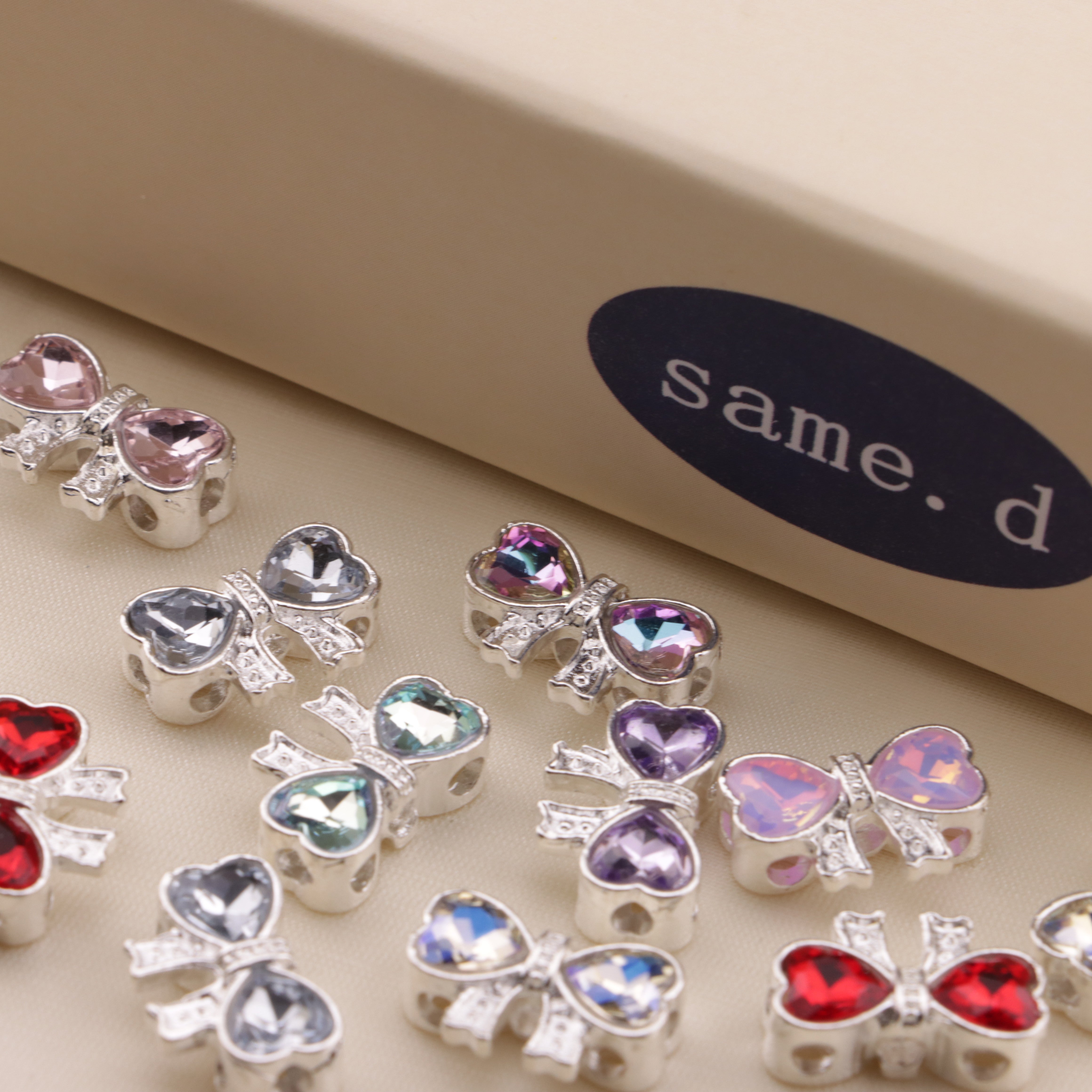FS6553- 16×11Mm Double Heart Bows Metal 4 Hole Beads Double Love Heart Bowknot Metal Four-Way Beads Zoe's DIY Shop