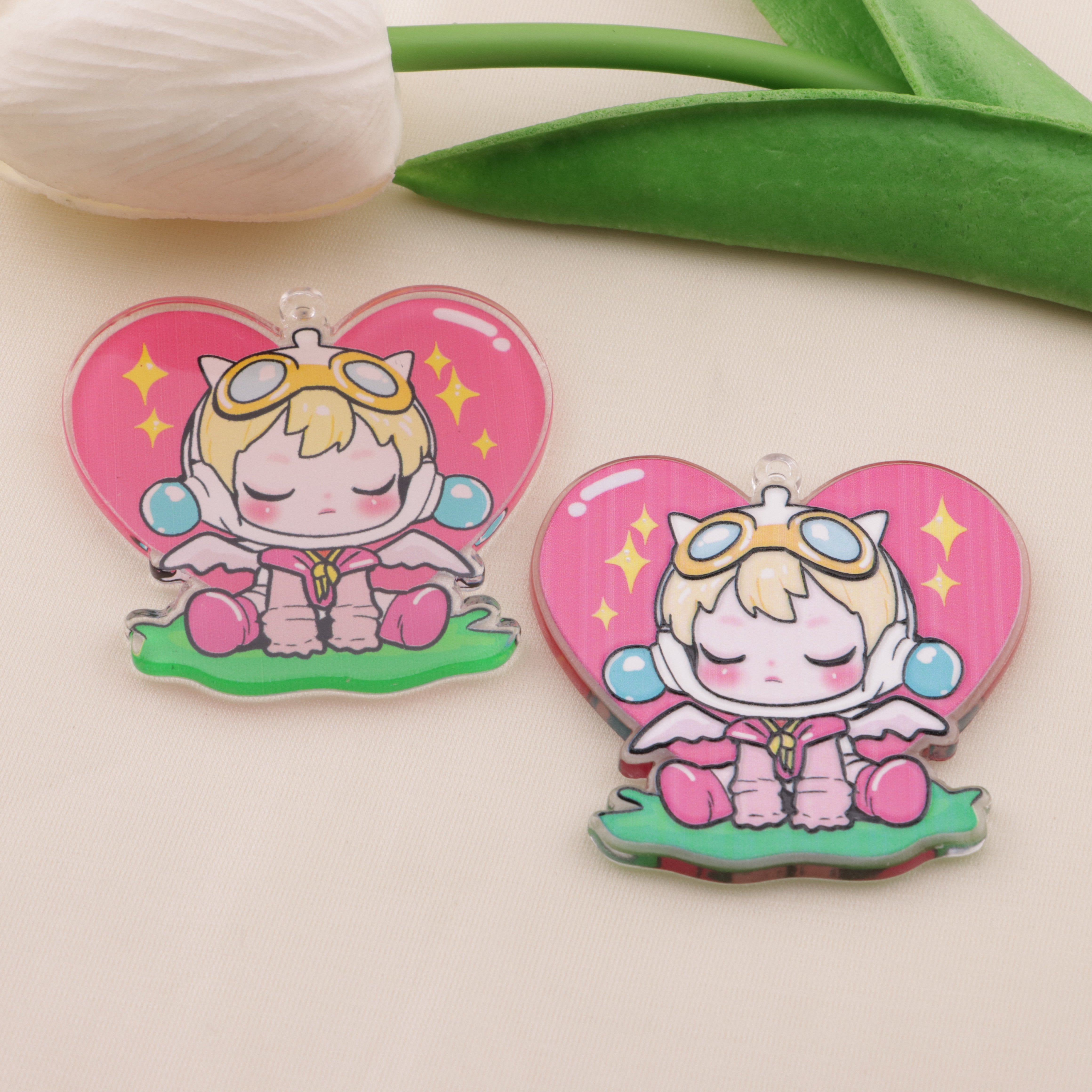 FS6556- Love Heart SP Hanging Hole Acrylic Charms Ai Xin SP Diao Kong Ya Ke Li Pian Zoe's DIY Shop