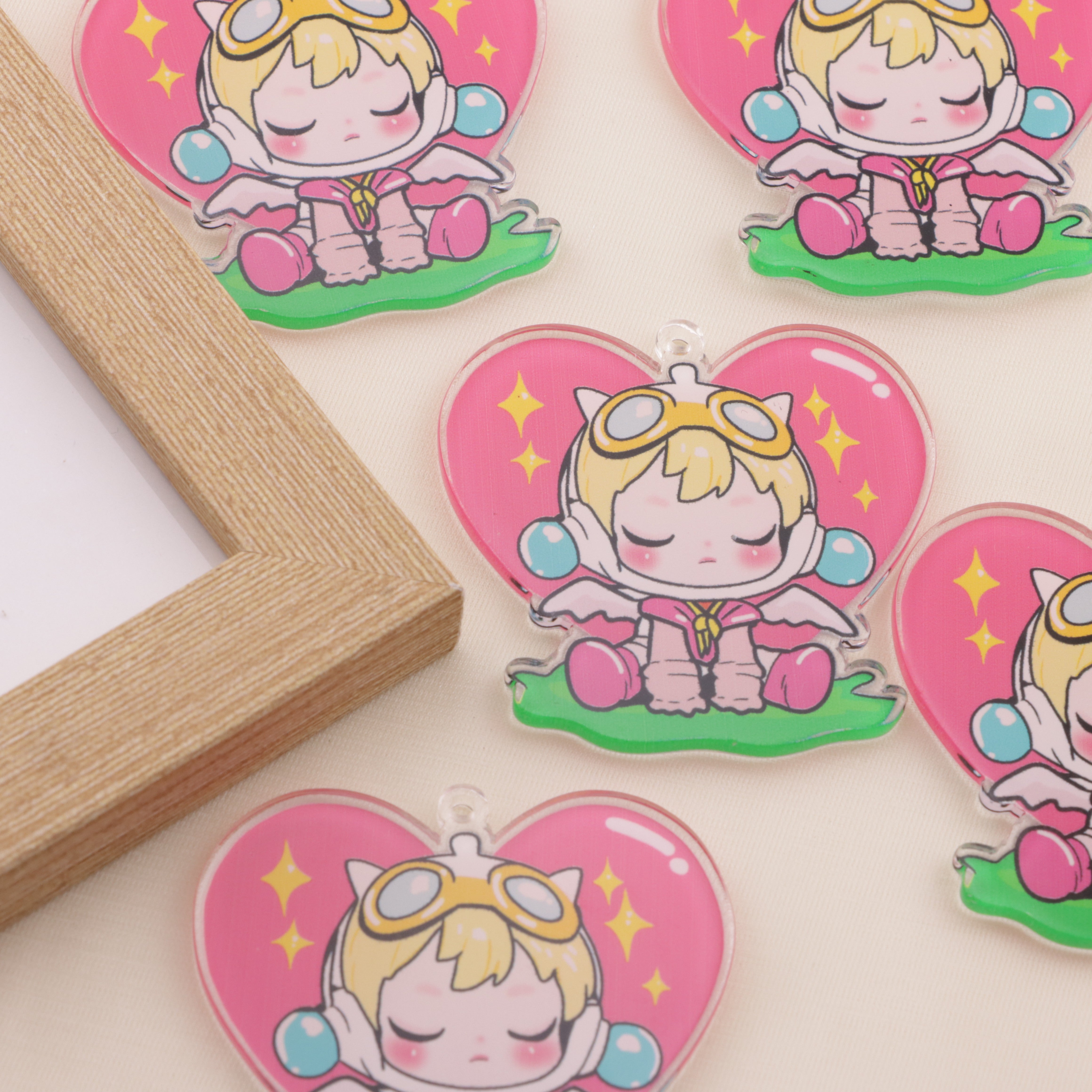 FS6556- Love Heart SP Hanging Hole Acrylic Charms Ai Xin SP Diao Kong Ya Ke Li Pian Zoe's DIY Shop