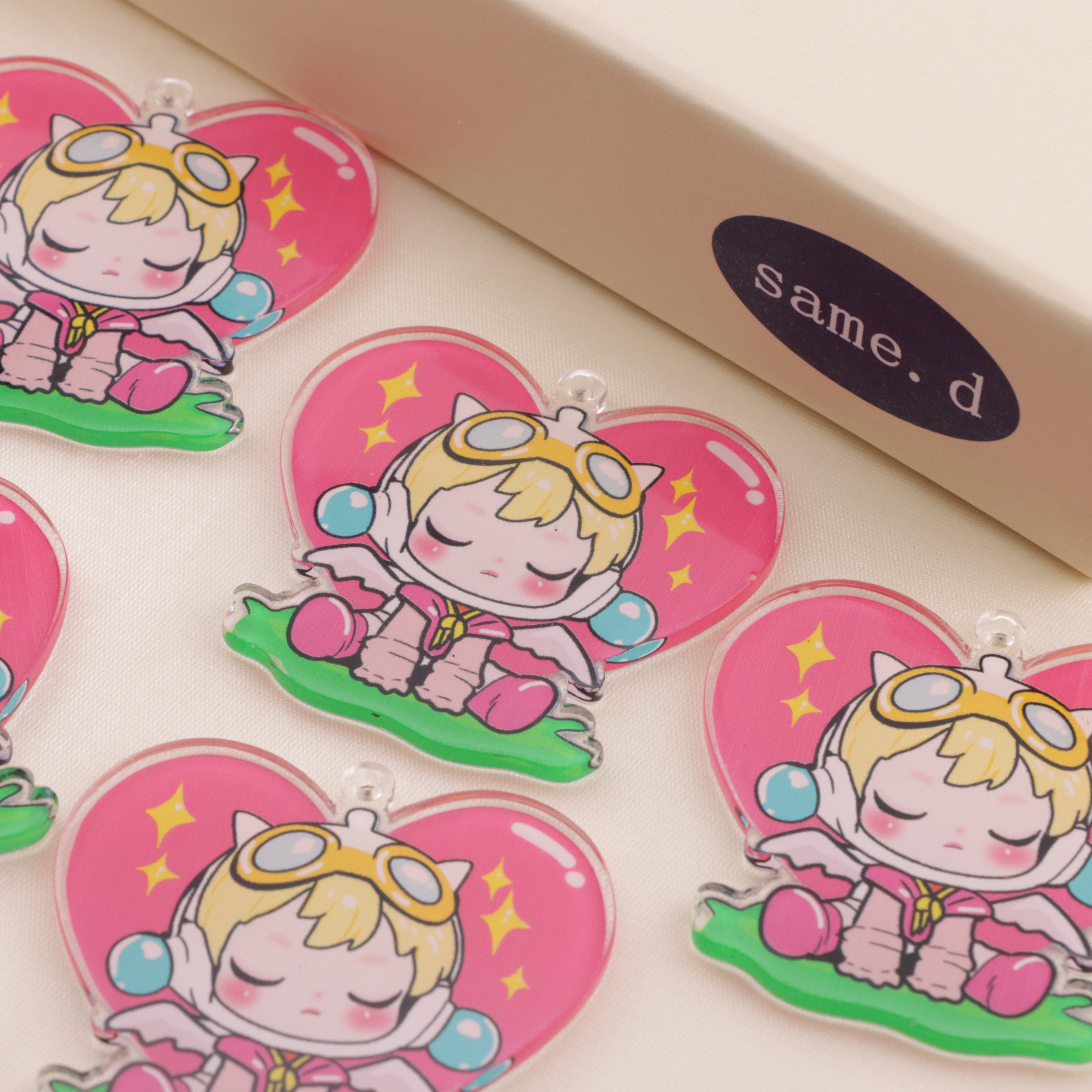 FS6556- Love Heart SP Hanging Hole Acrylic Charms Ai Xin SP Diao Kong Ya Ke Li Pian Zoe's DIY Shop
