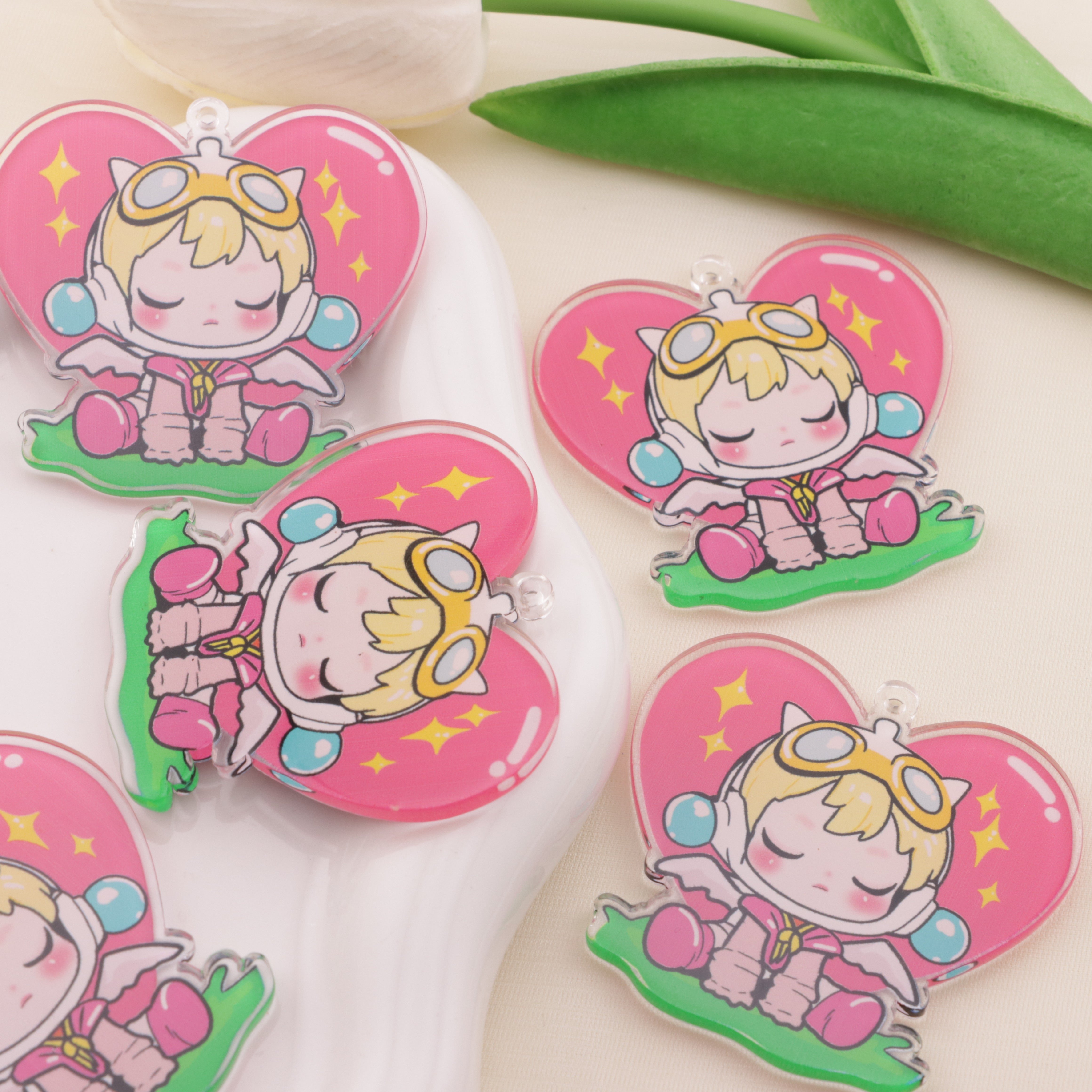 FS6556- Love Heart SP Hanging Hole Acrylic Charms Ai Xin SP Diao Kong Ya Ke Li Pian Zoe's DIY Shop