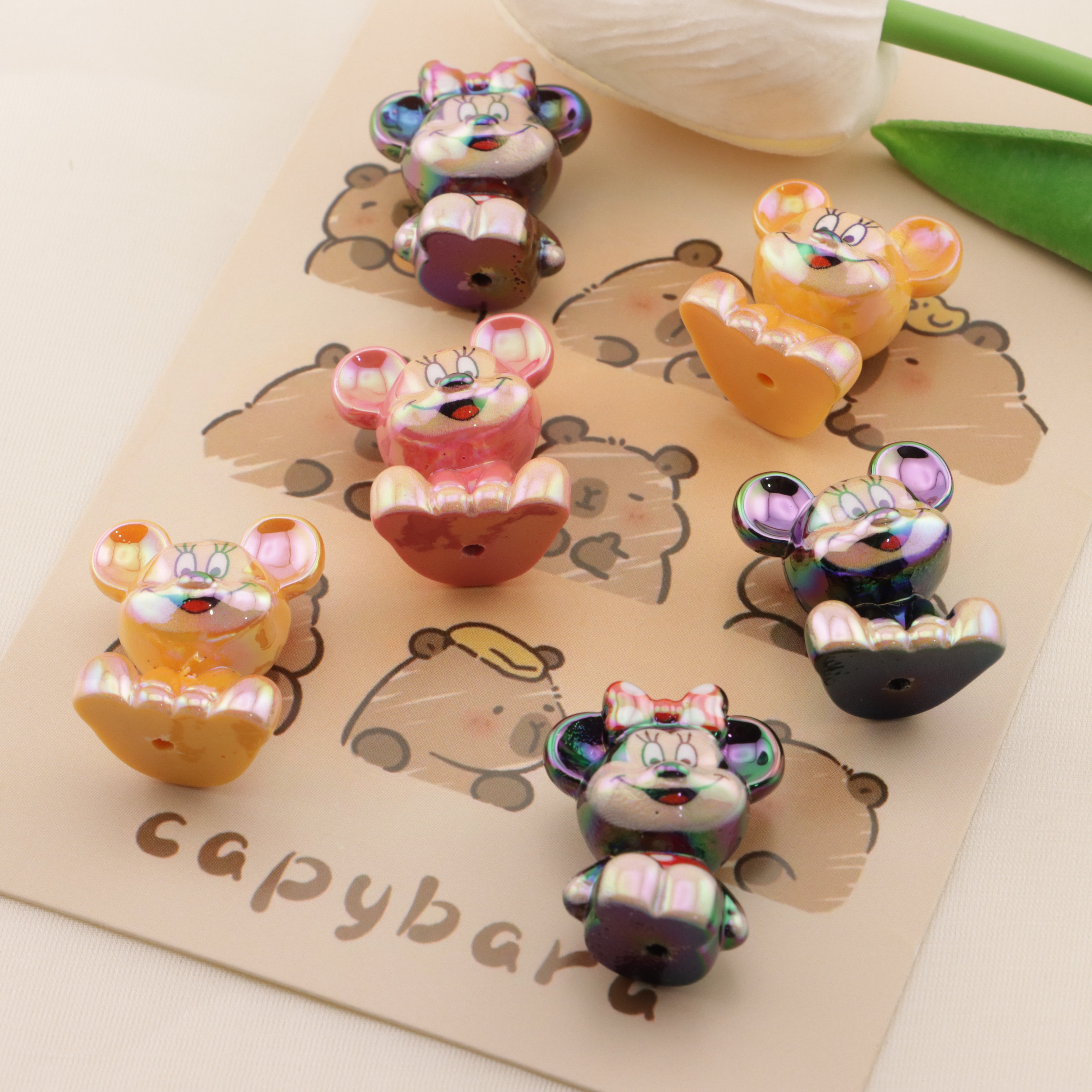 FS6563- Approximately 23*28mm UV Mickey Minnie Beads  Fit For Pen Through Pen Zoe's DIY Shop