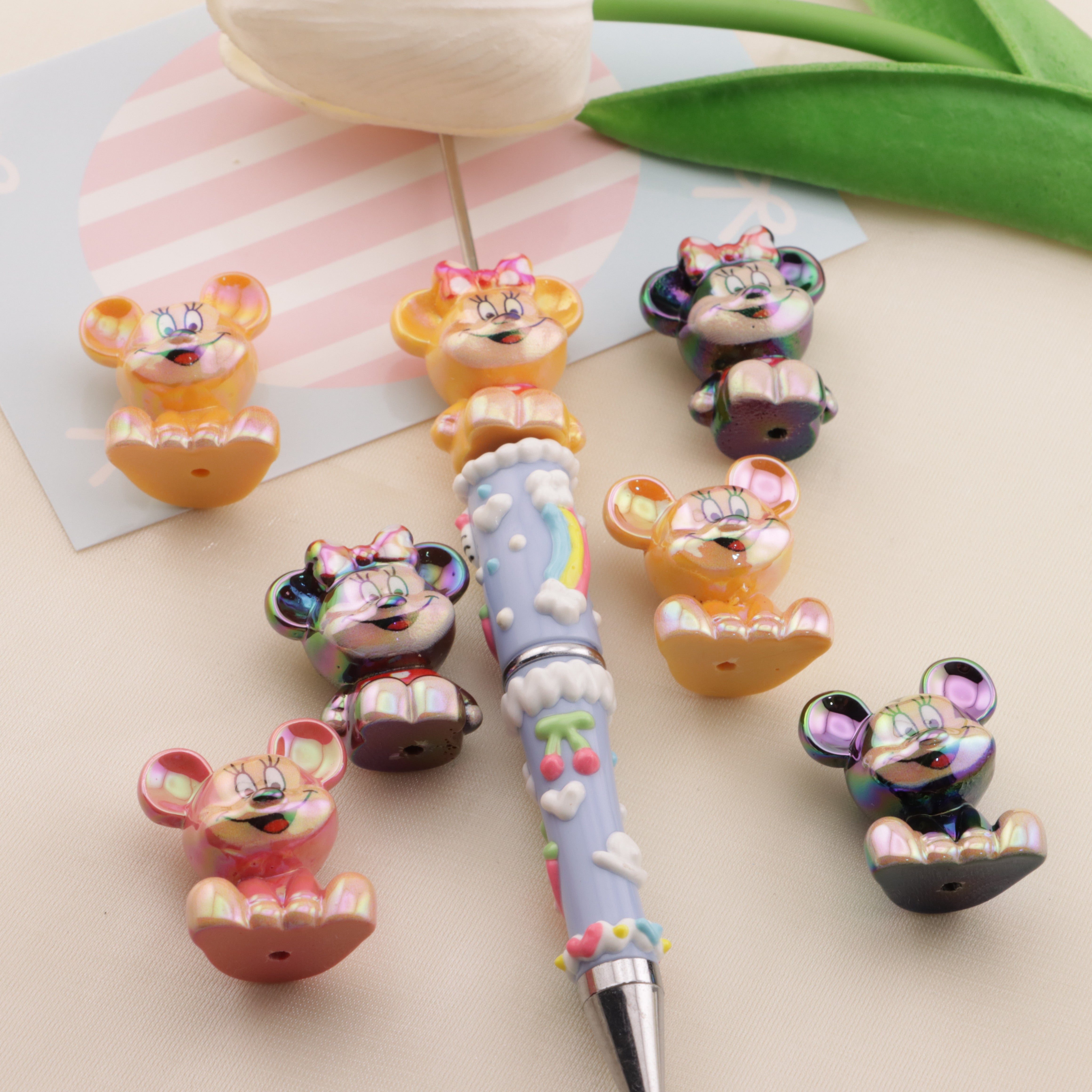 FS6563- Approximately 23*28mm UV Mickey Minnie Beads  Fit For Pen Through Pen Zoe's DIY Shop