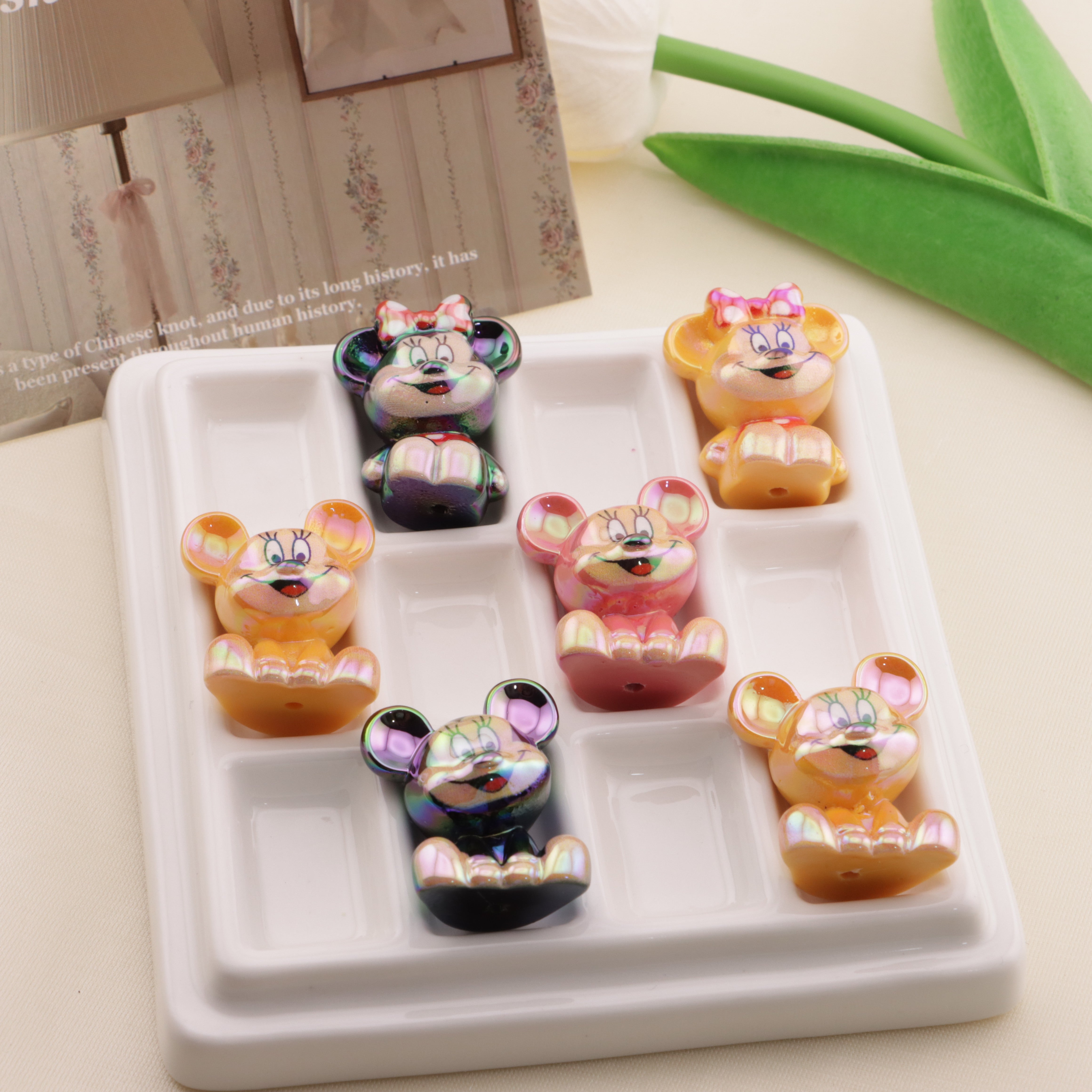 FS6563- Approximately 23*28mm UV Mickey Minnie Beads  Fit For Pen Through Pen Zoe's DIY Shop