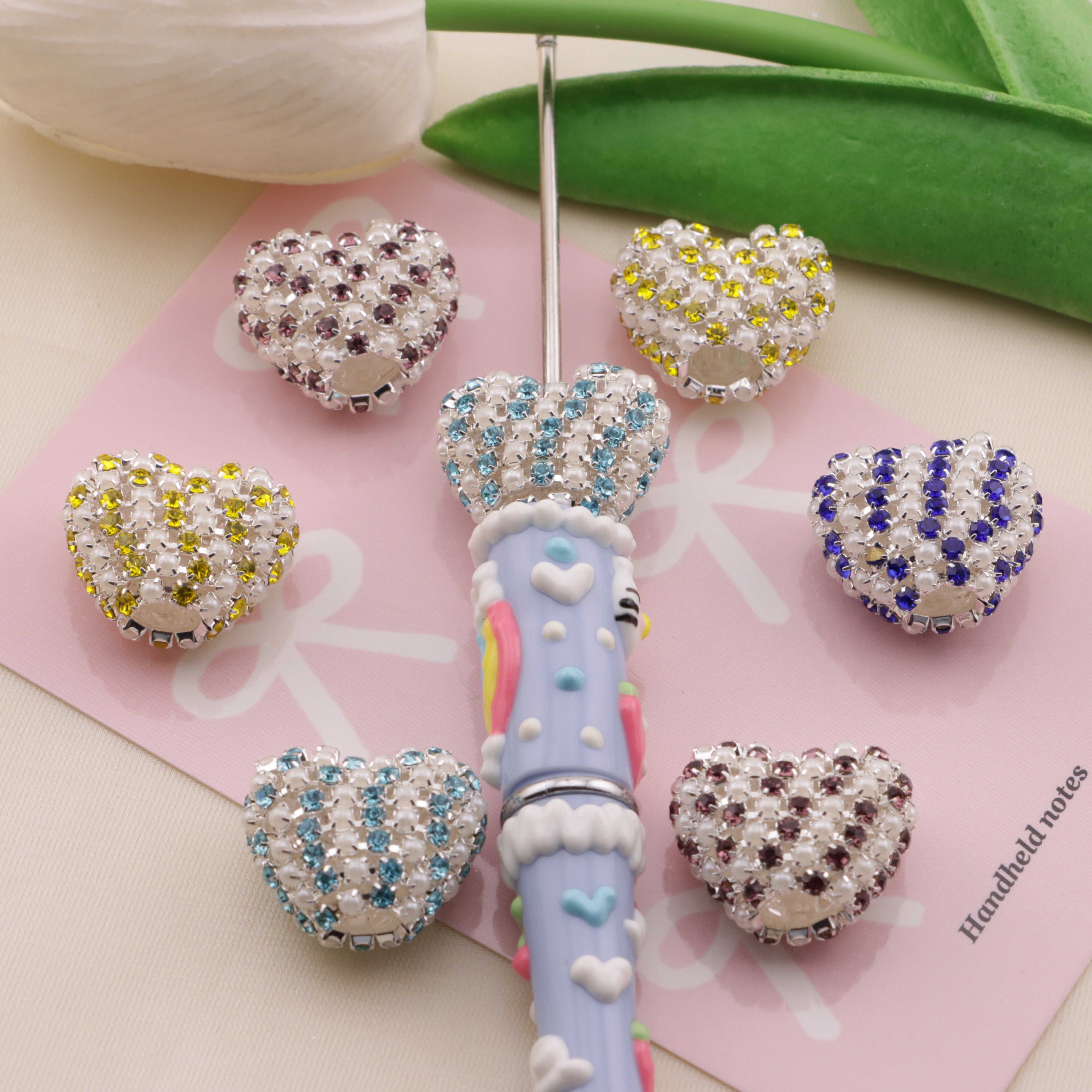 FS6559- 20*18 Pearl Chain Love Heart Beads Pearl Diamond Chain Love Heart Beads Zoe's DIY Shop