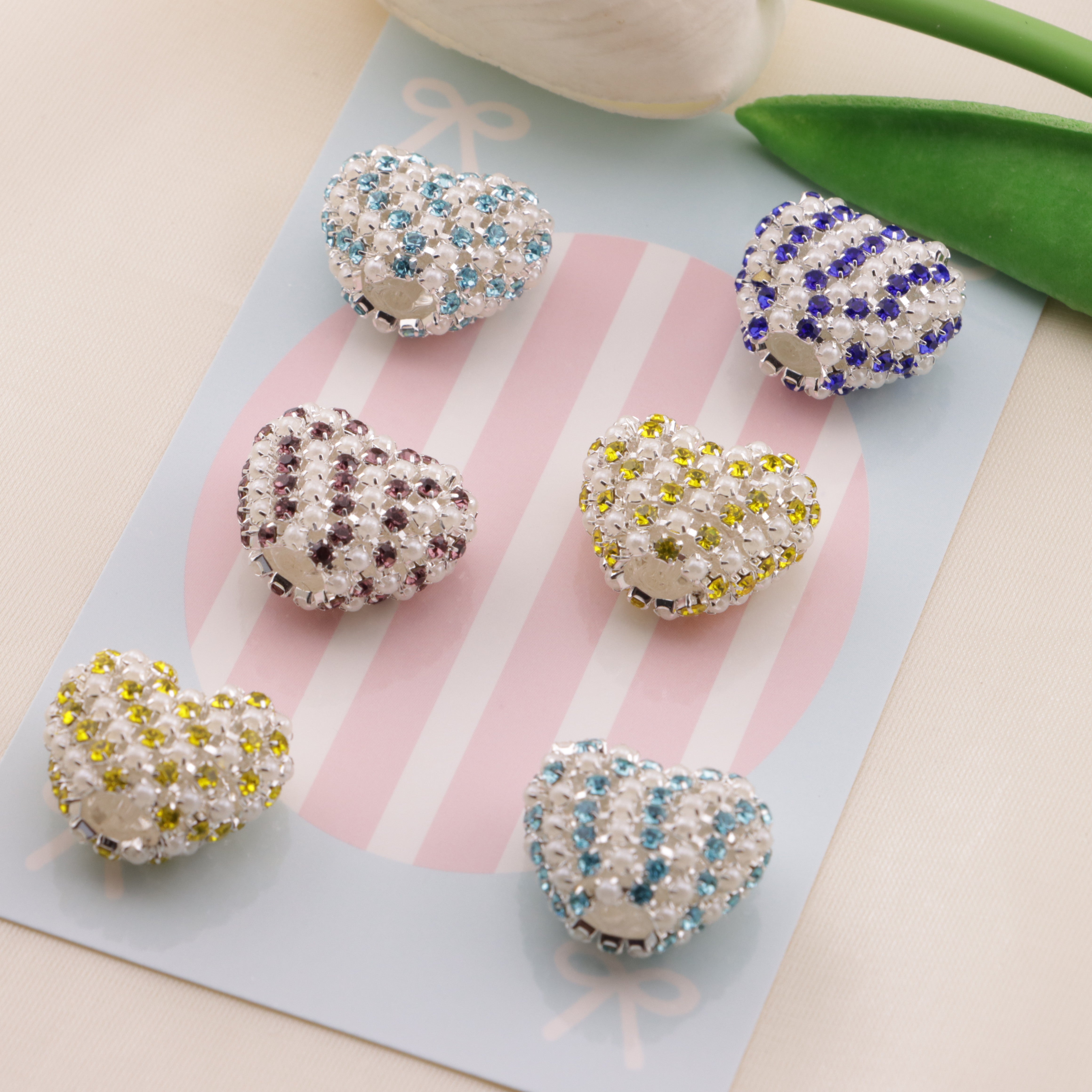 FS6559- 20*18 Pearl Chain Love Heart Beads Pearl Diamond Chain Love Heart Beads Zoe's DIY Shop
