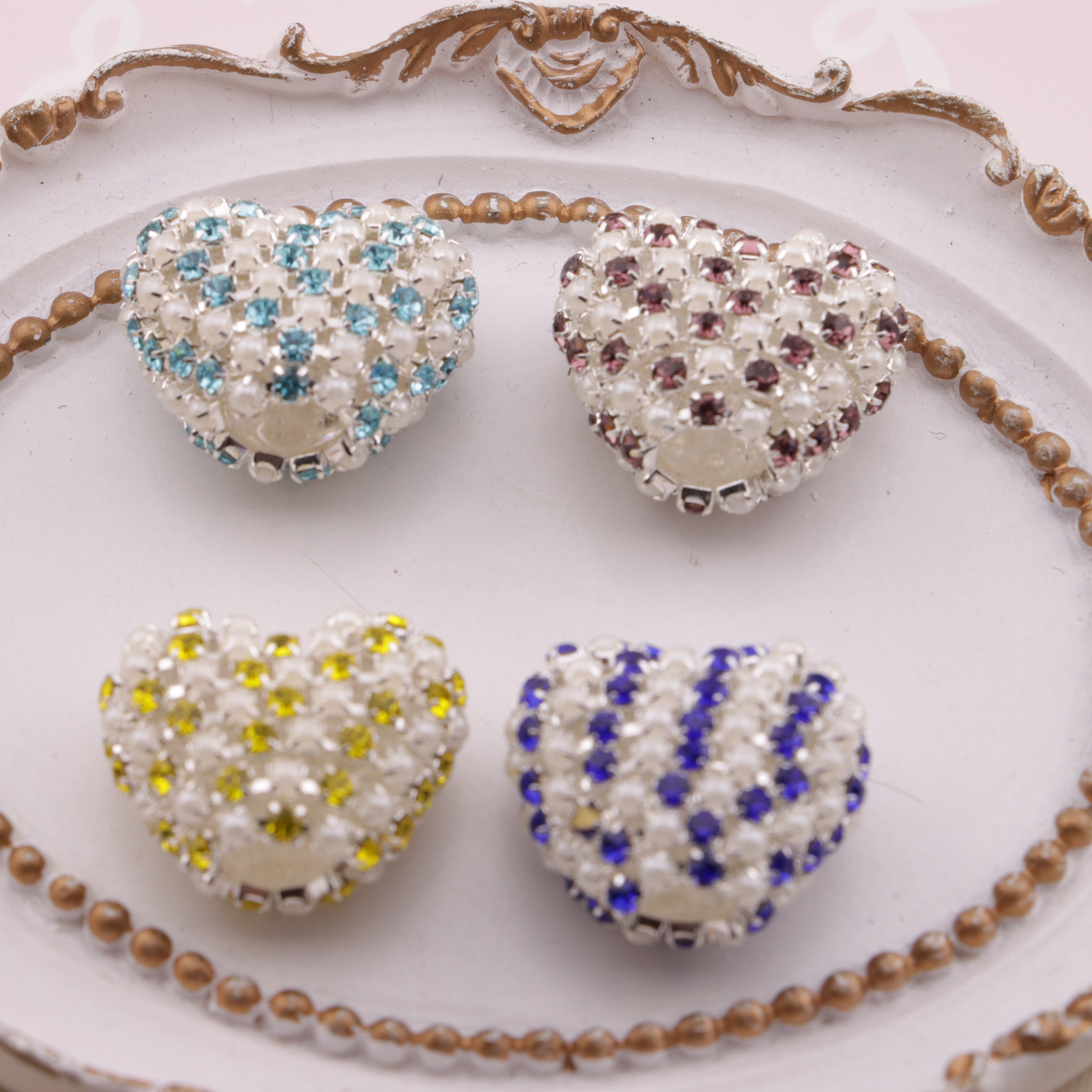 FS6559- 20*18 Pearl Chain Love Heart Beads Pearl Diamond Chain Love Heart Beads Zoe's DIY Shop