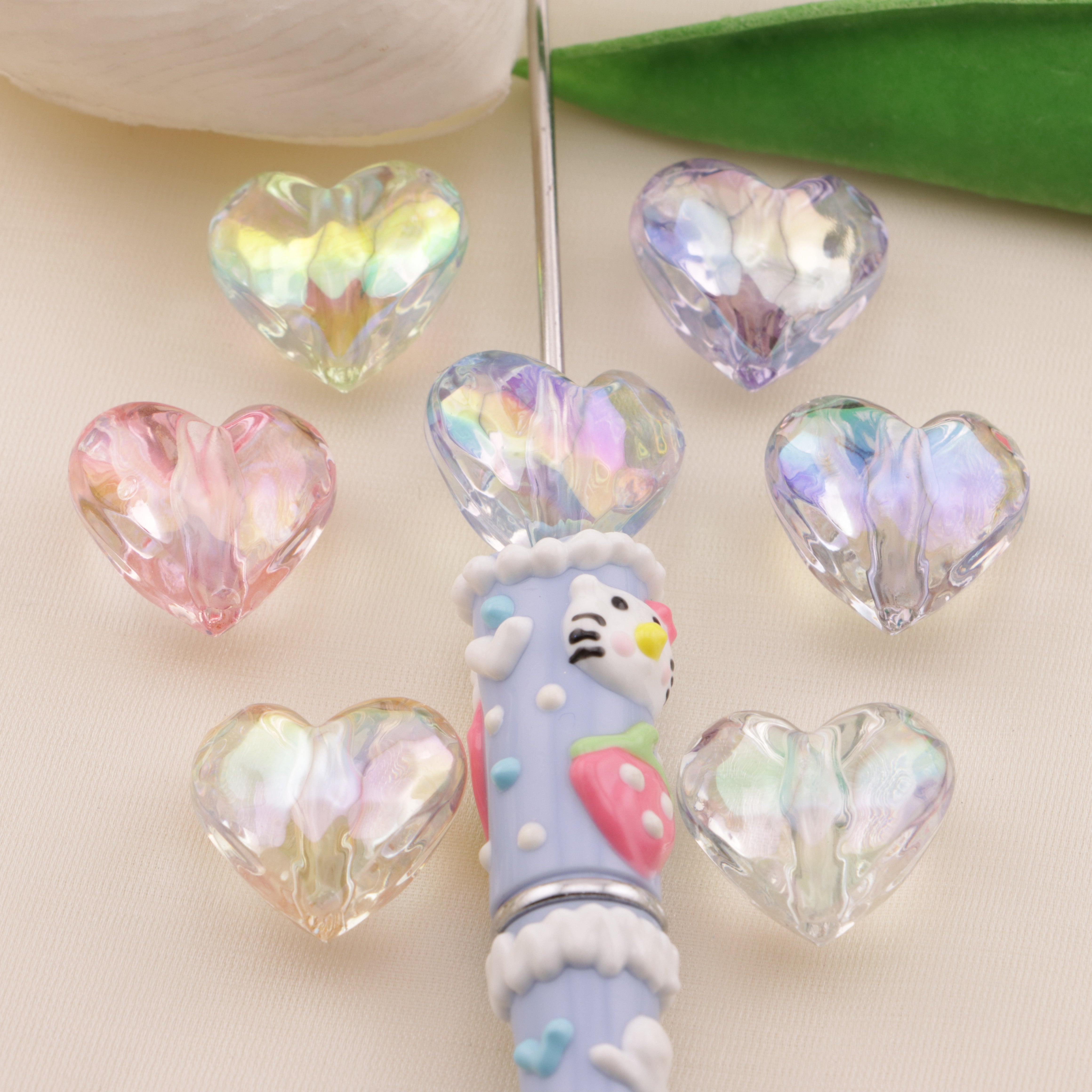 FS6552- 19×17mm UV Faceted Heart Beads UV Faceted Heart Beads Fit For Pen Zoe's DIY Shop